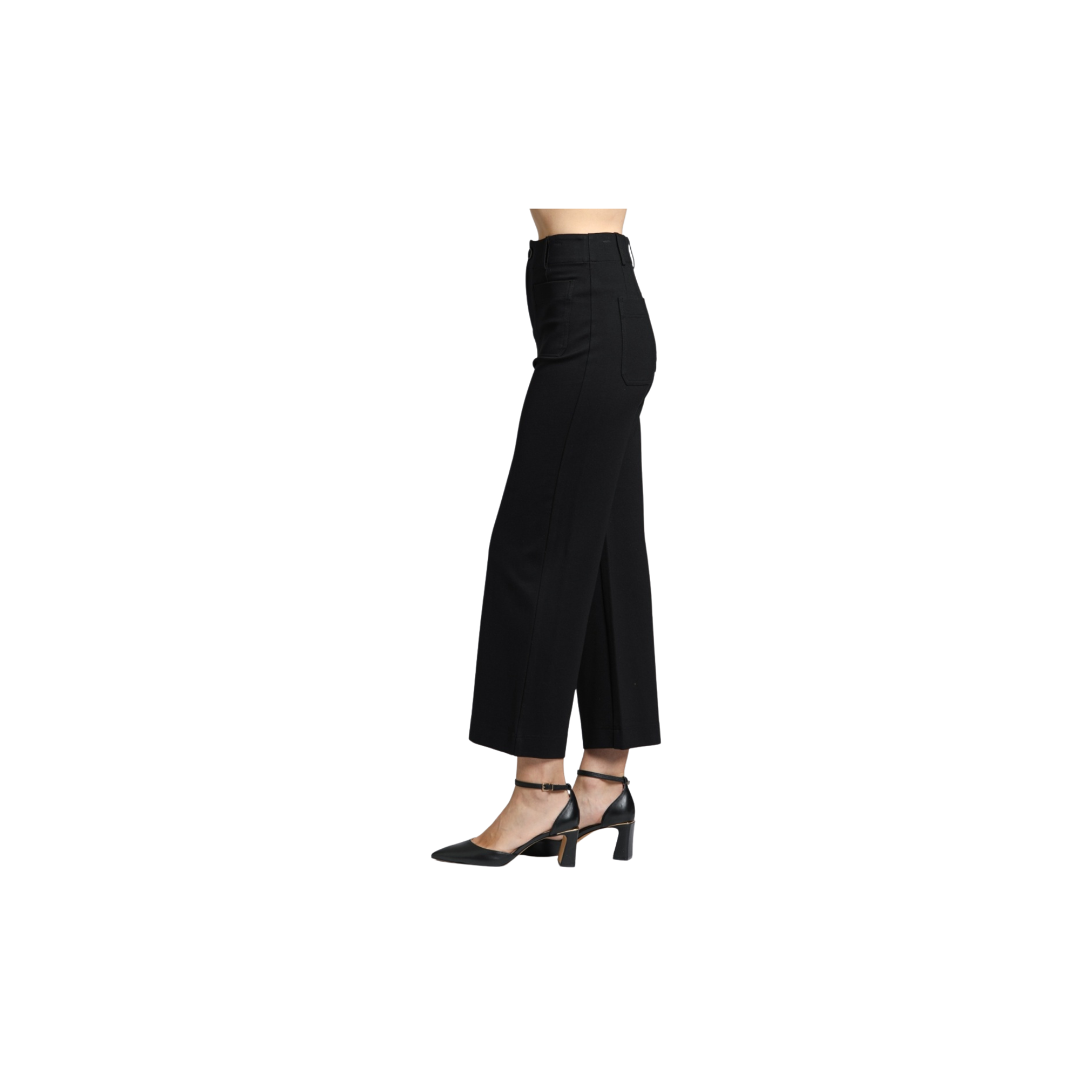 APNY Ponte Cropped Wide Leg Pant w/ Patch Pocket