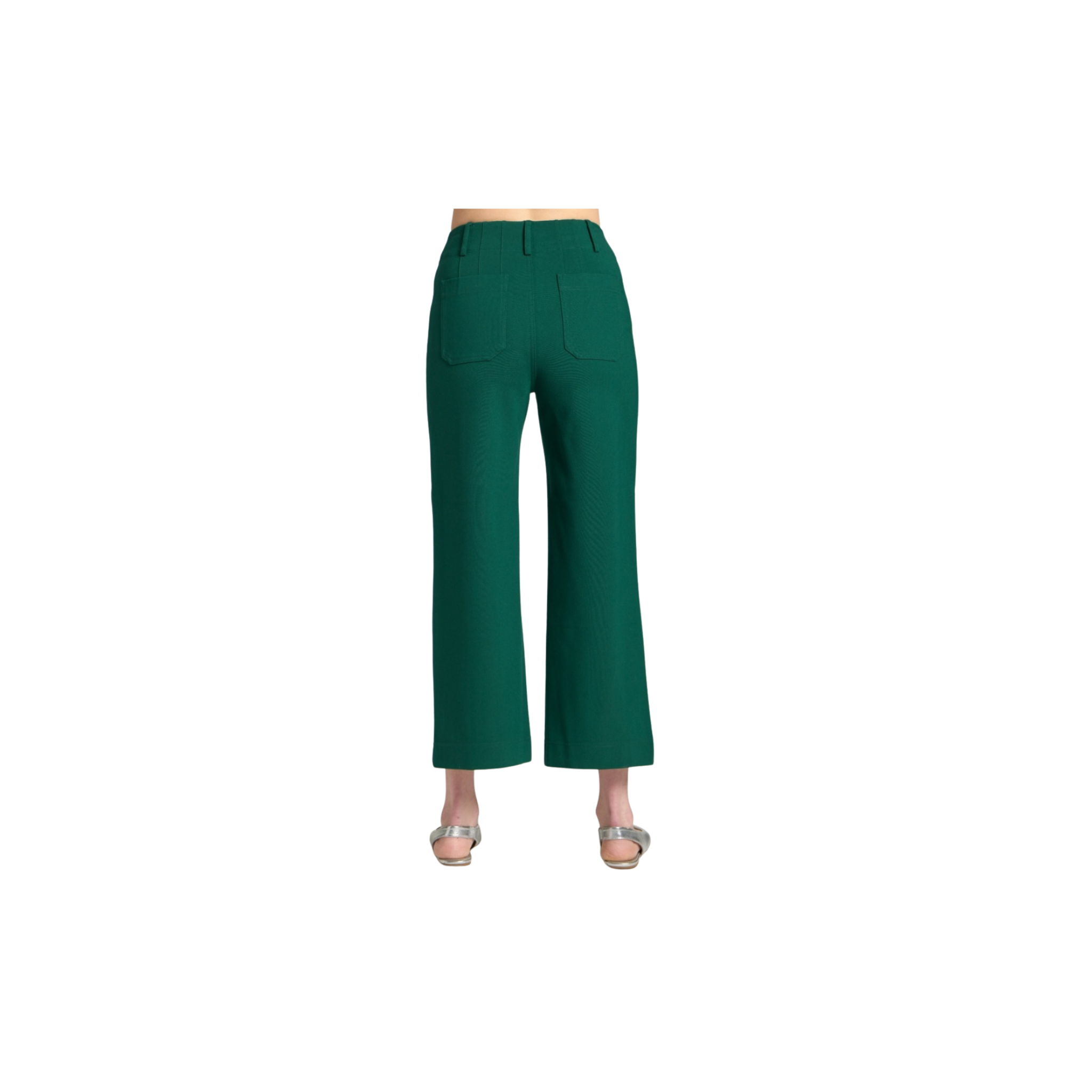 APNY Ponte Cropped Wide Leg Pant w/ Patch Pocket -Emerald