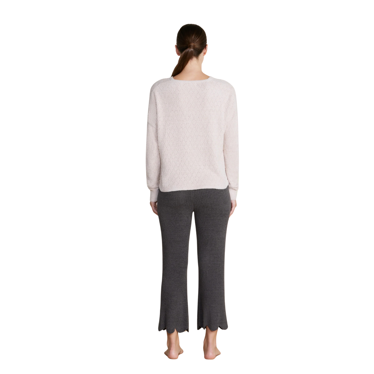 Barefoot Dreams CozyChic Lite® Diamond Pointelle Pullover -Chai