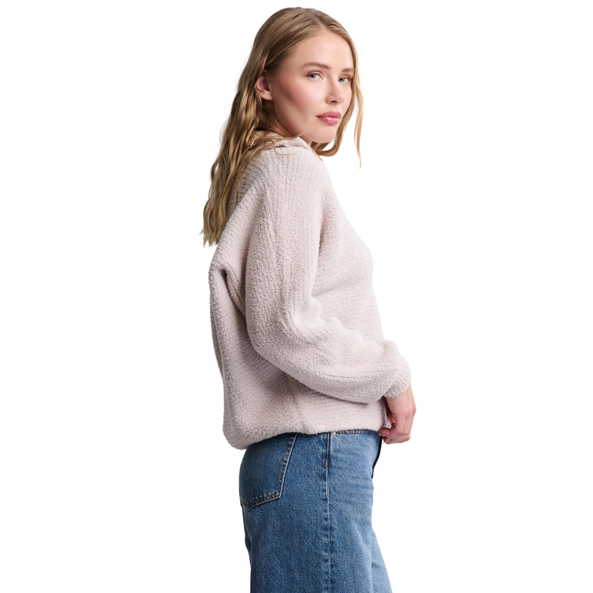 Barefoot Dreams CozyChic Dolman Sleeve Collared Pullover -Stone