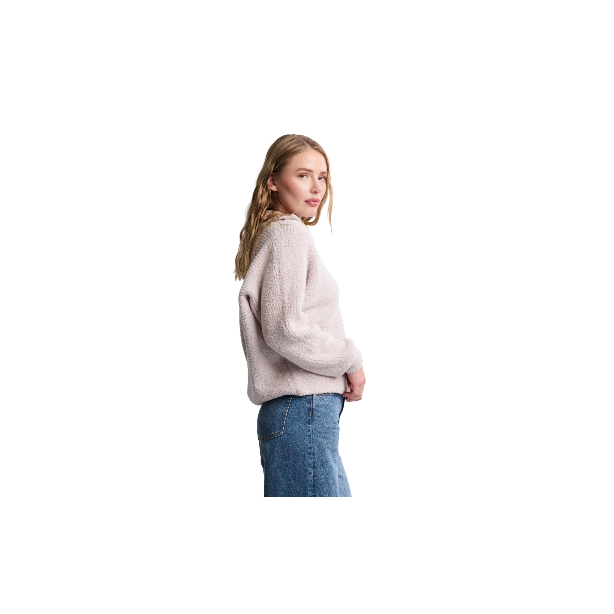 Barefoot Dreams CozyChic Dolman Sleeve Collared Pullover -Stone