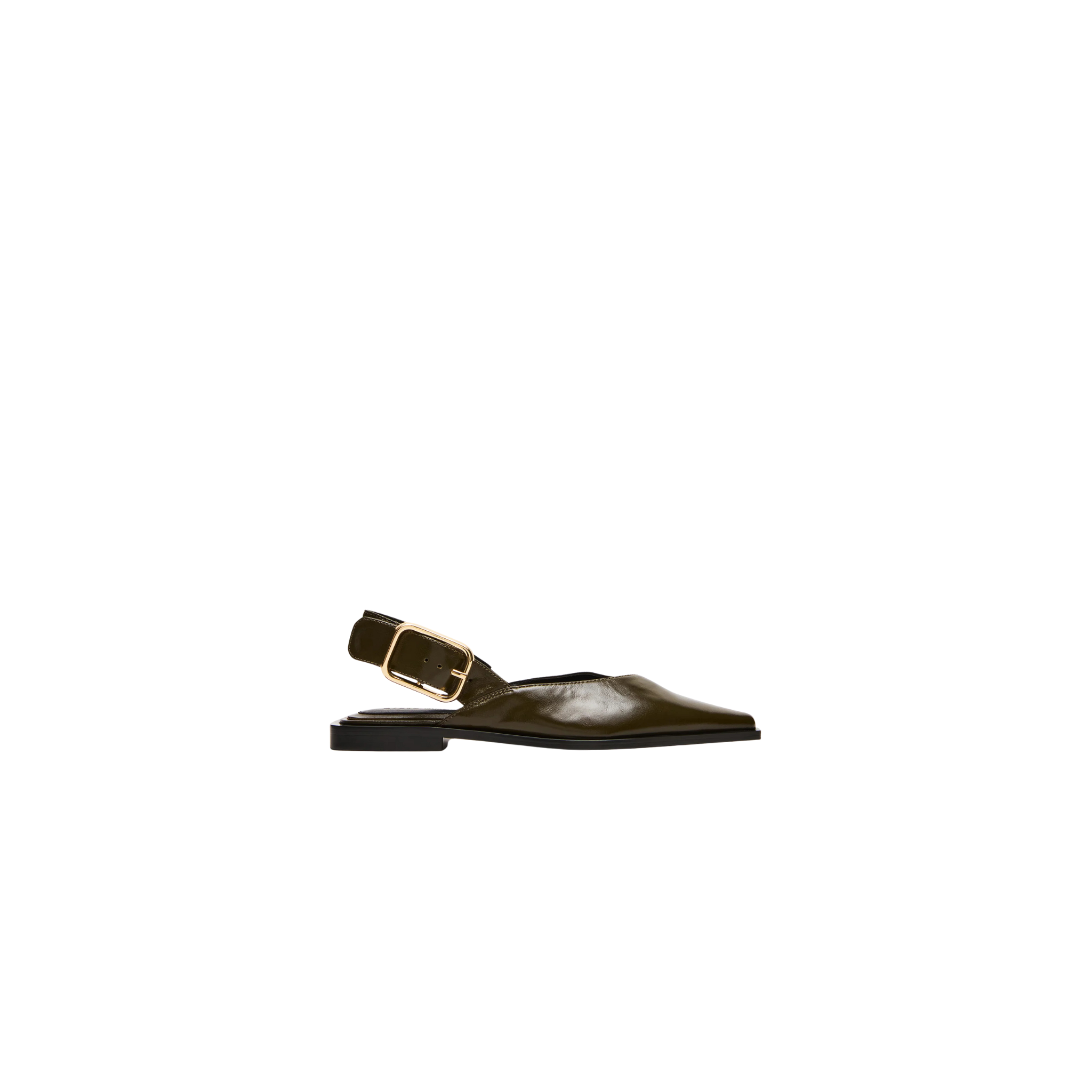 Shay Pointed-toe Slingback Ballet Flat -Olive Leather