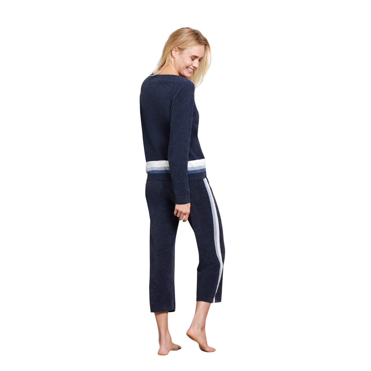 Barefoot Dreams CozyChic Ultra Lite Multi Stripe Pullover -Indigo Multi