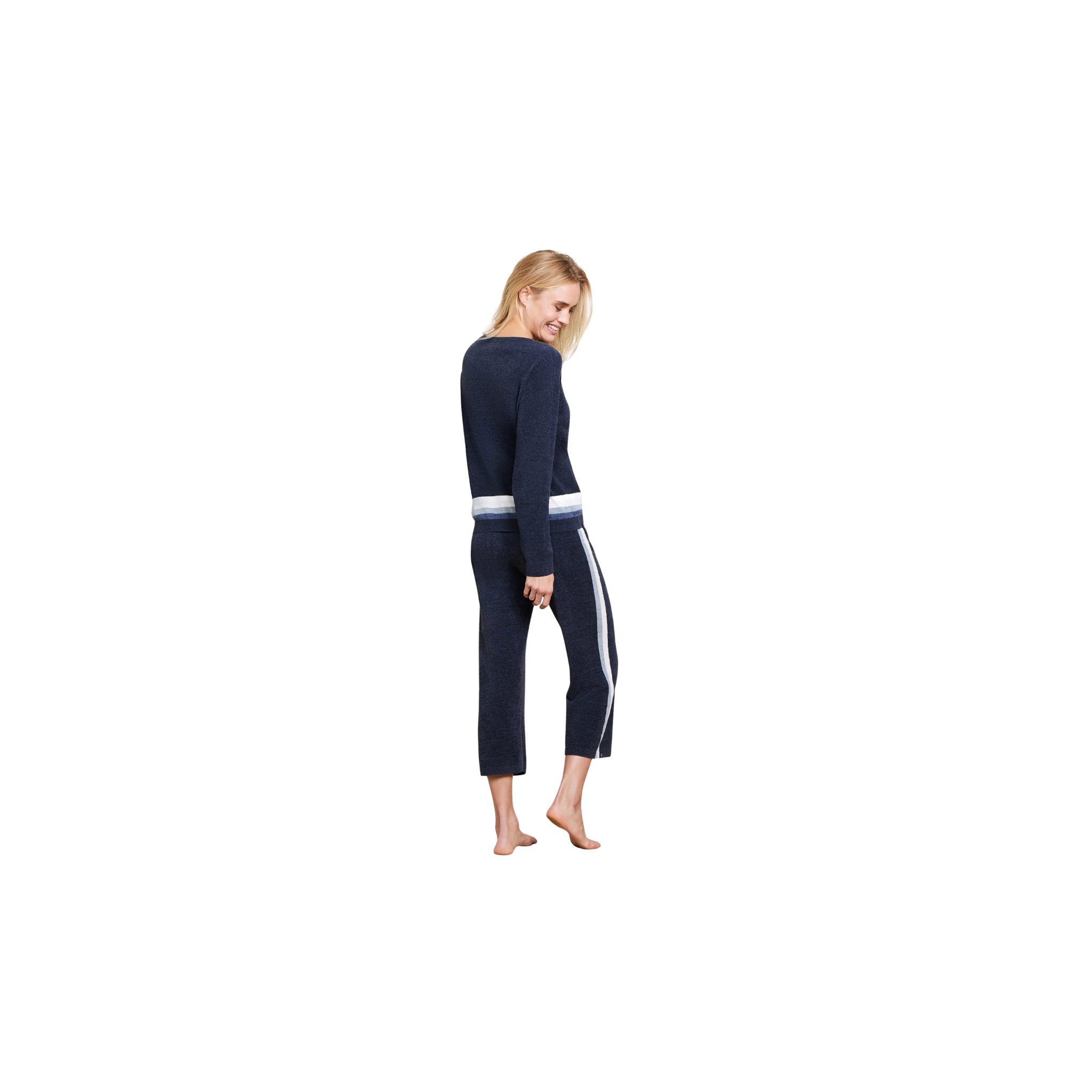 Barefoot Dreams CozyChic Ultra Lite Multi Stripe Pullover -Indigo Multi
