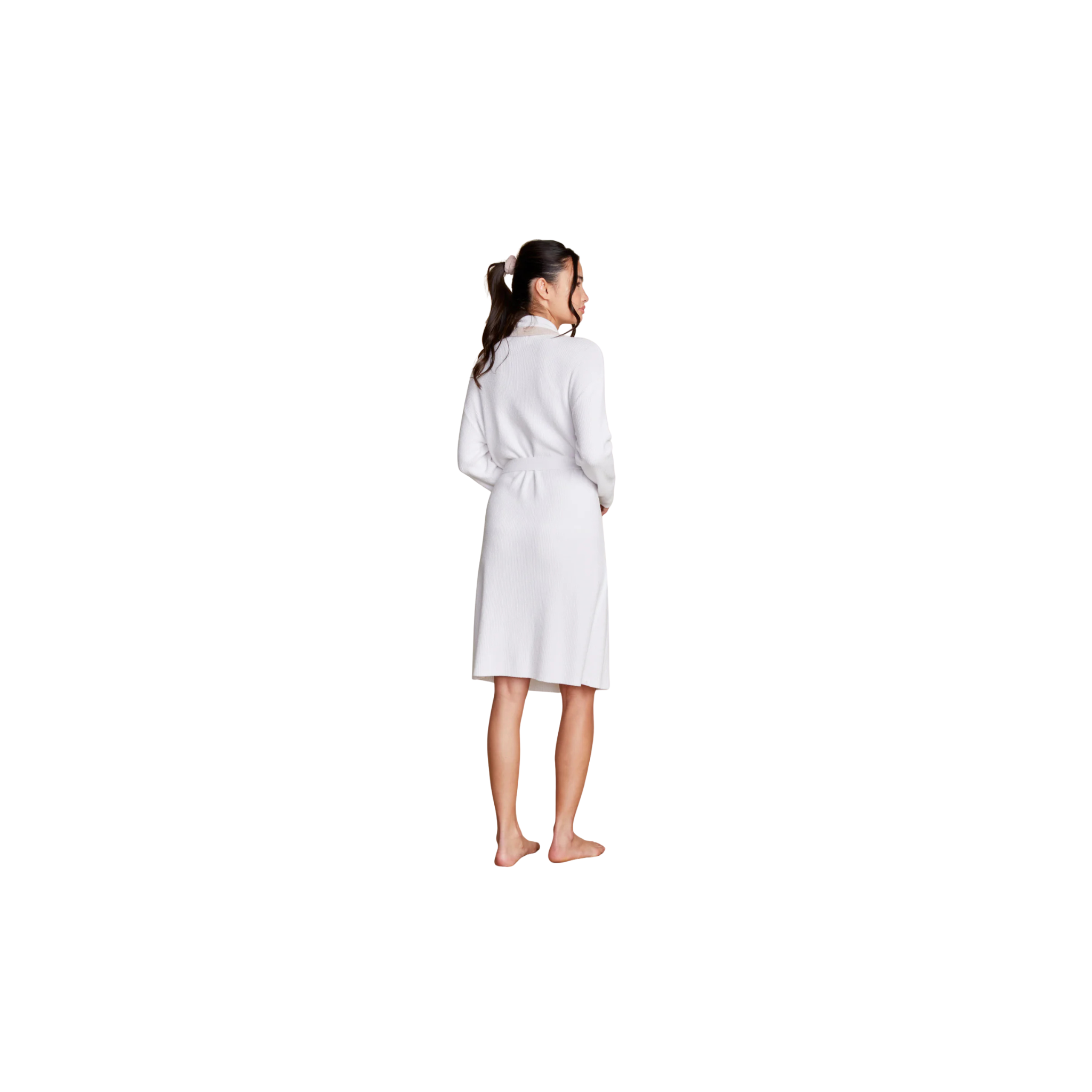 Barefoot Dreams CozyChic Ultra Lite® Tipped Ribbed Short Robe -Sea Salt/Shell