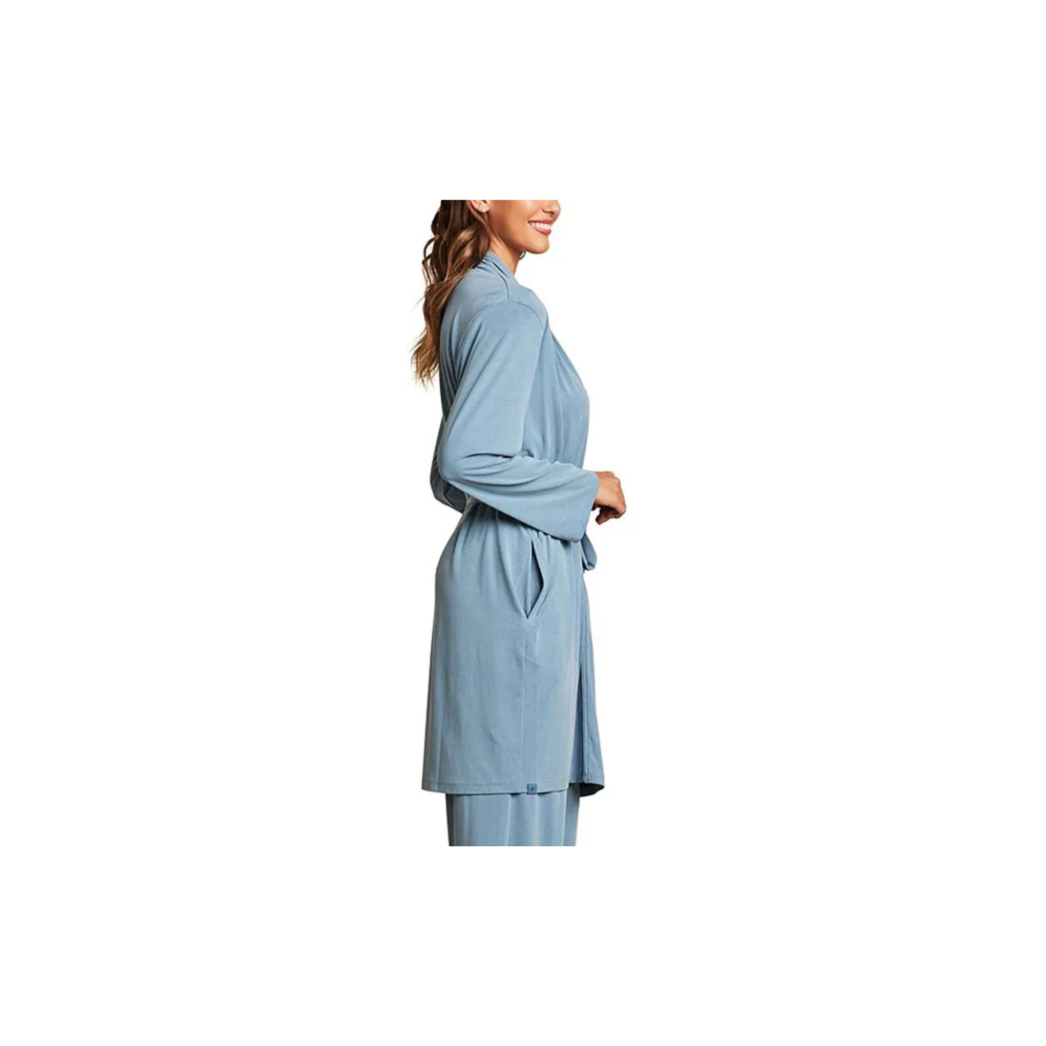 Barefoot Dreams Malibu Collection Sand Washed Jersey Midi Robe -Seashore