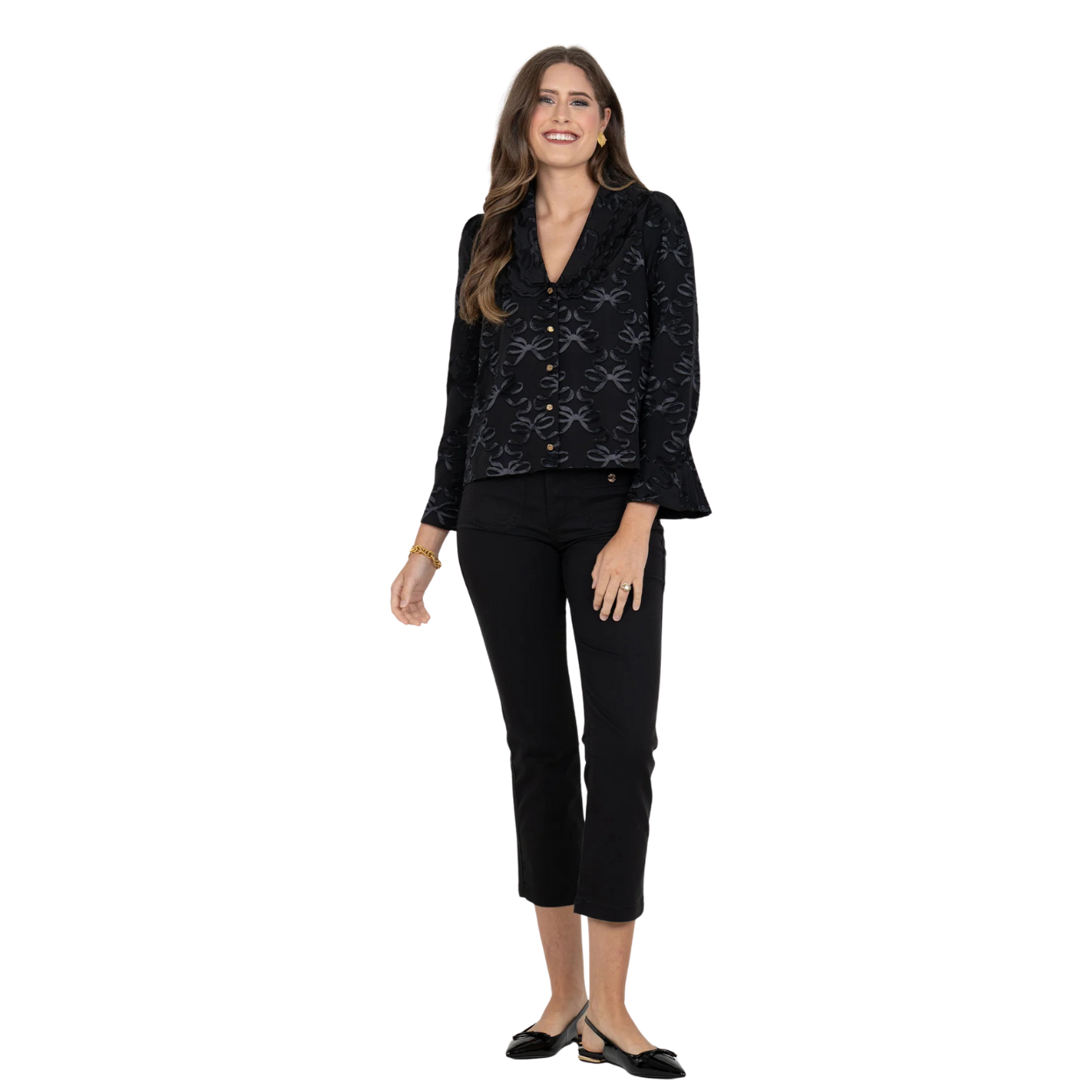Emily McCarthy Cameron Top -Bow Lattice