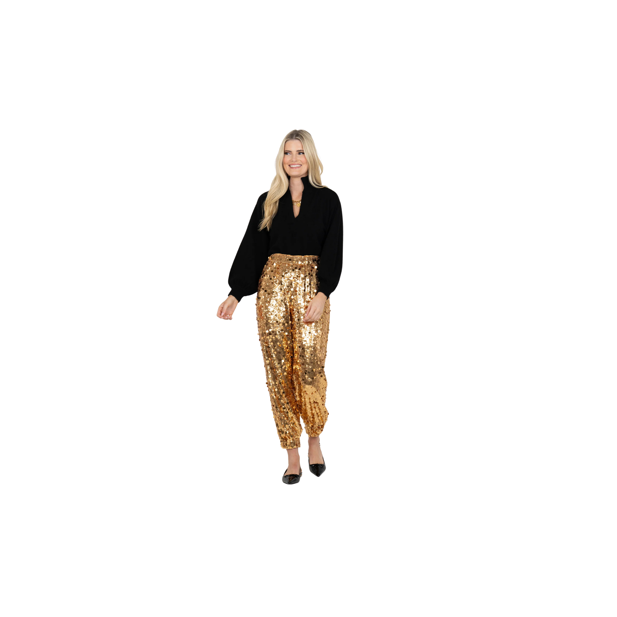 Emily McCarthy Addison Jogger -Gold Sequin