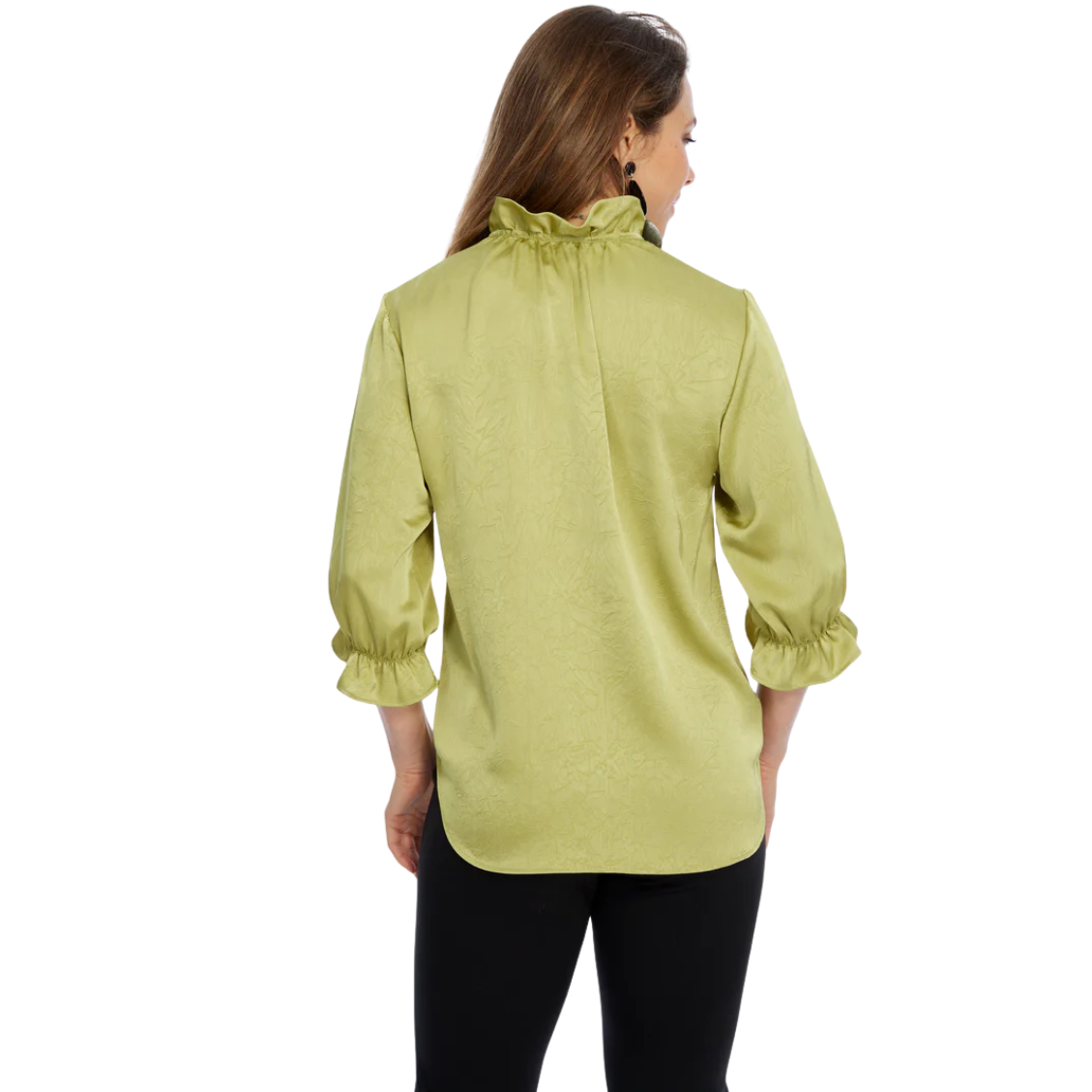 Lior Paris Hailey Ruffle V-Neck Top -Leaf Green