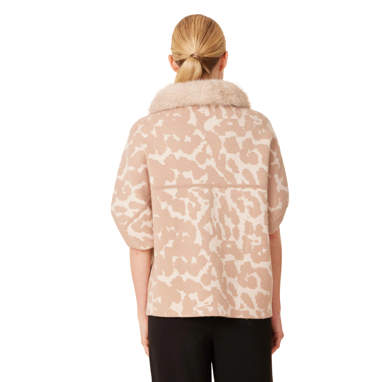 Dolce Cabo Animal Print Faux Fur Trimmed Cocoon Cardigan -Cheetah