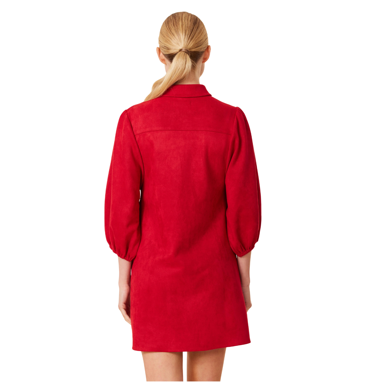 Dolce Cabo Faux Suede Exaggerated Sleeve Dress -Red