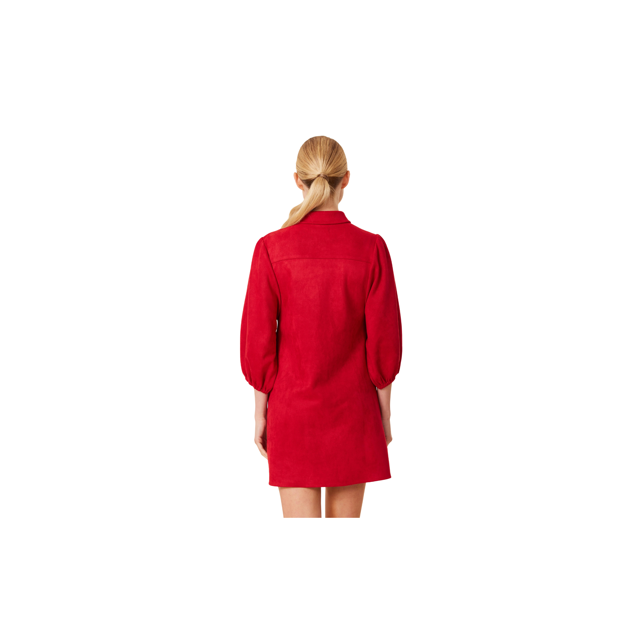 Dolce Cabo Faux Suede Exaggerated Sleeve Dress -Red