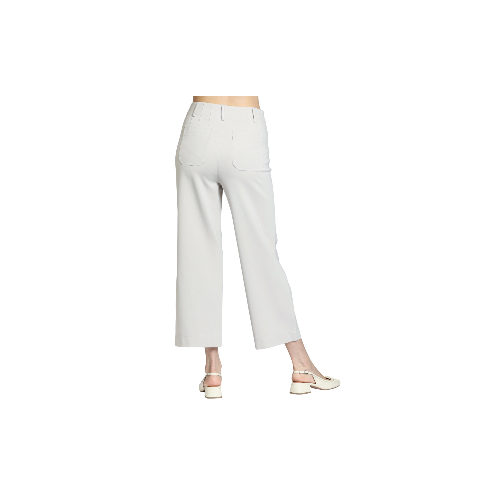 APNY Ponte Cropped Wide Leg Pant w/ Patch Pocket -Champagne