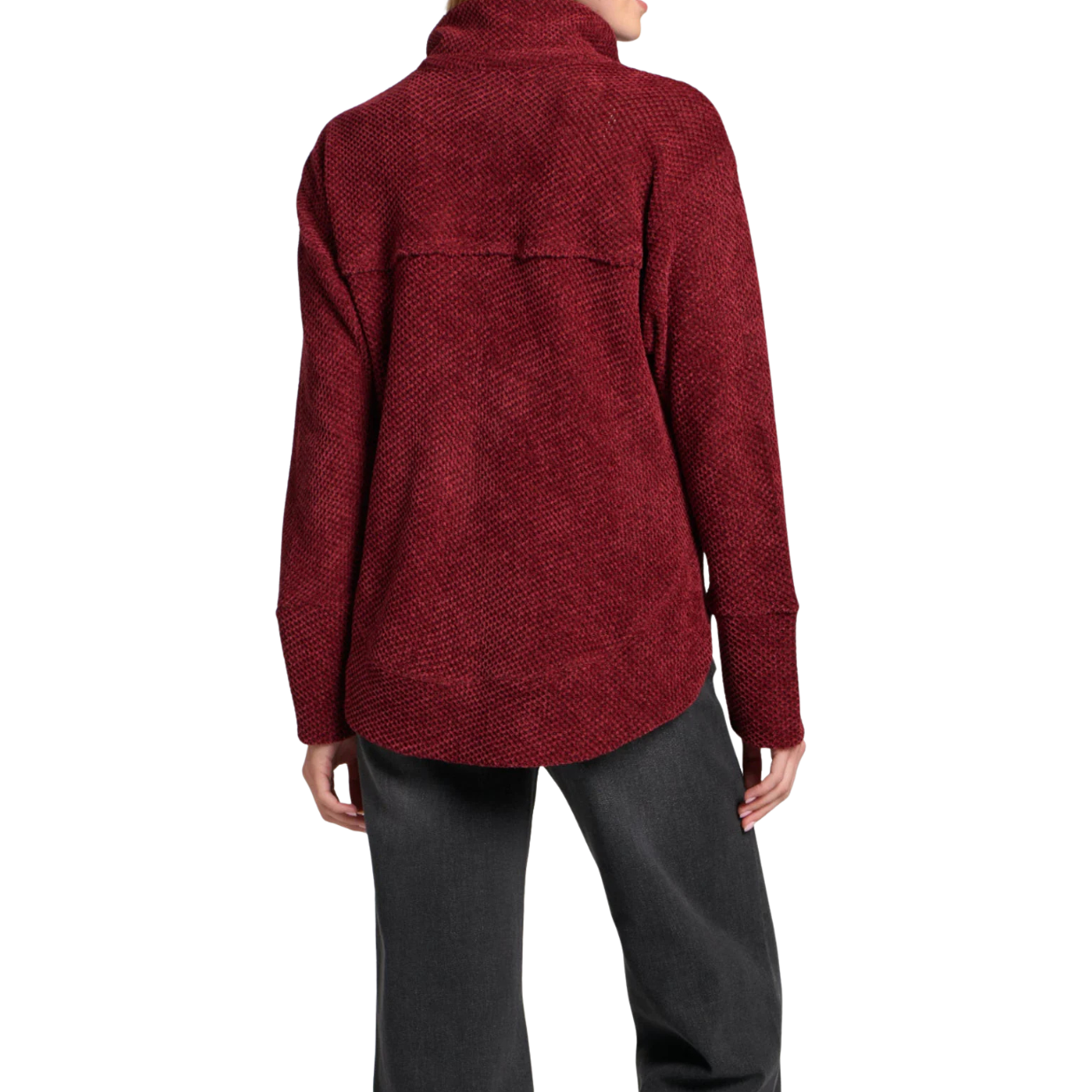 APNY Chenille Henley with Grommet Placket -Wine