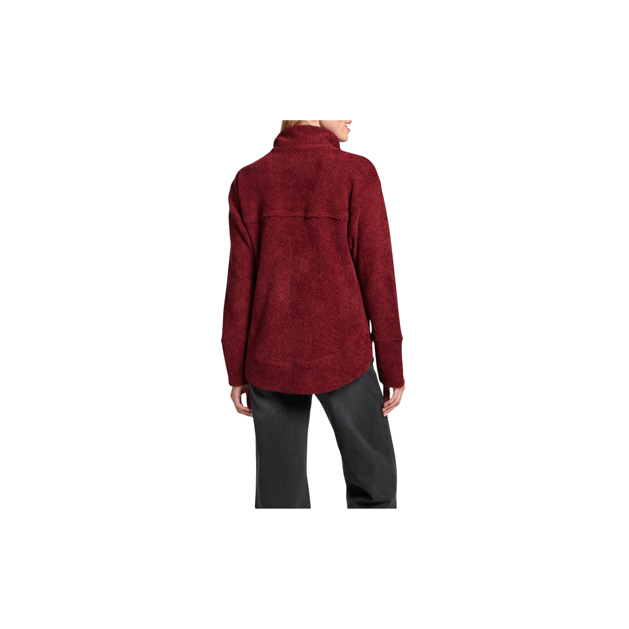 APNY Chenille Henley with Grommet Placket -Wine