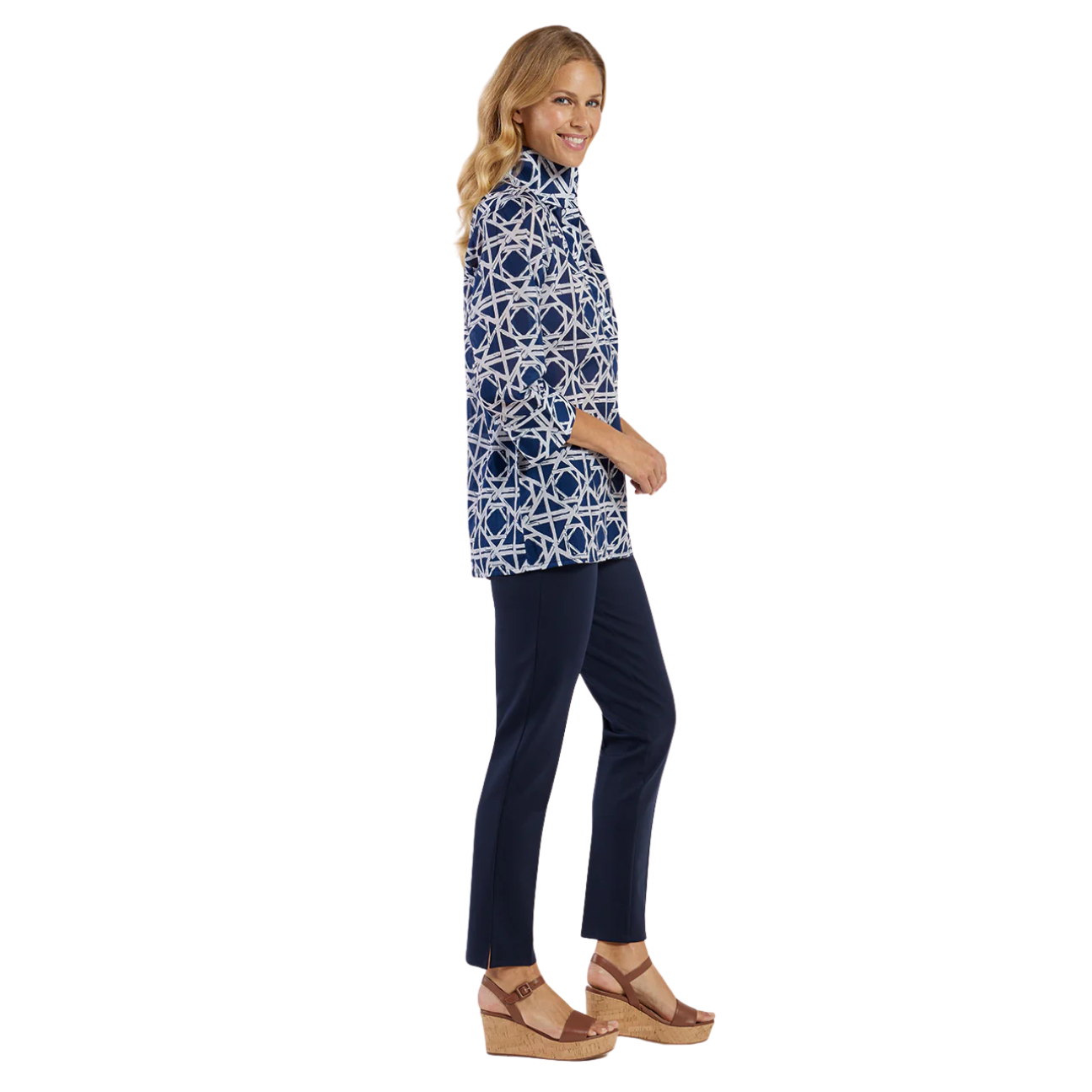 Jude Connally Cricket Top -Bamboo Rattan Navy White