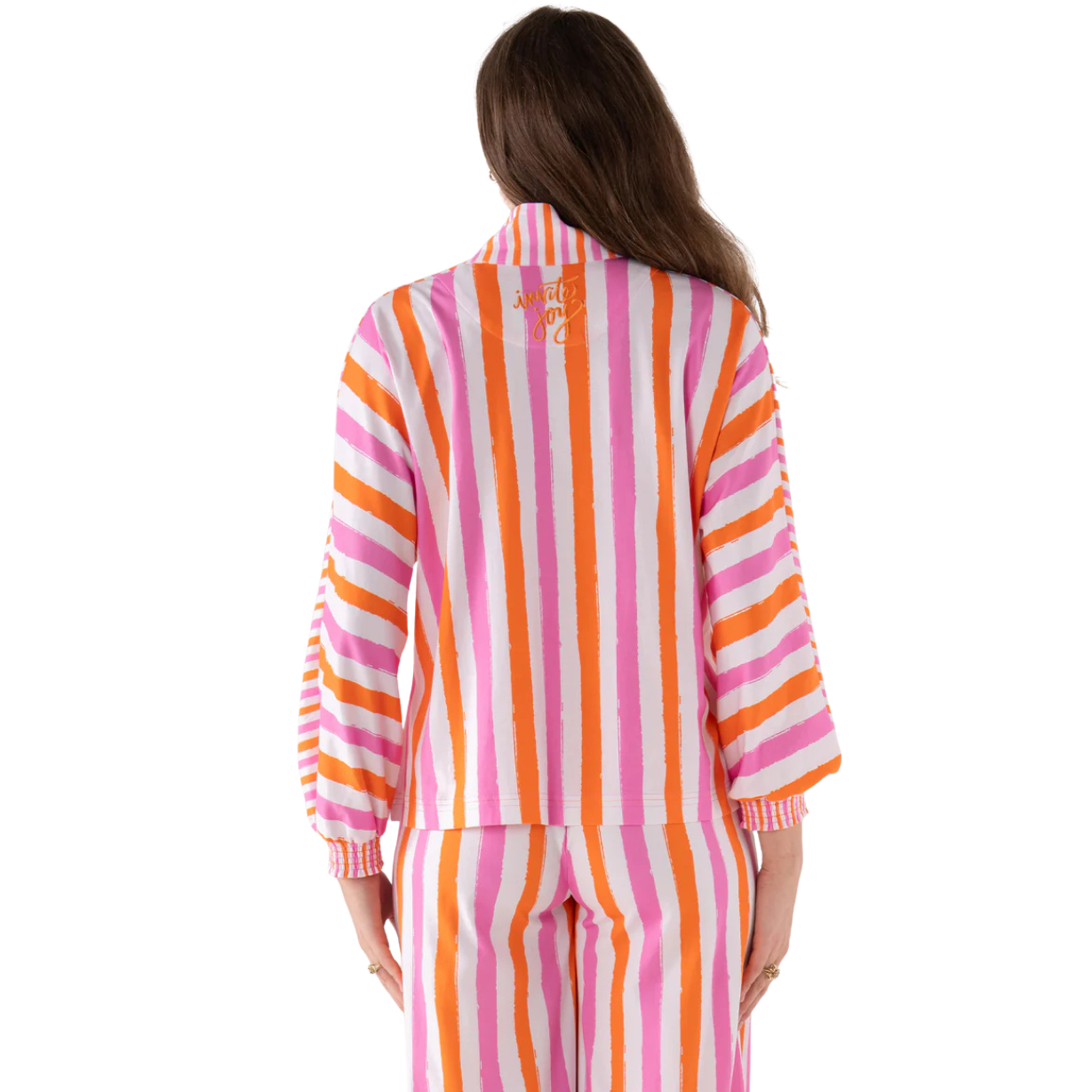 Emily McCarthy Pajama Pant Set -Coral Pink Stripe
