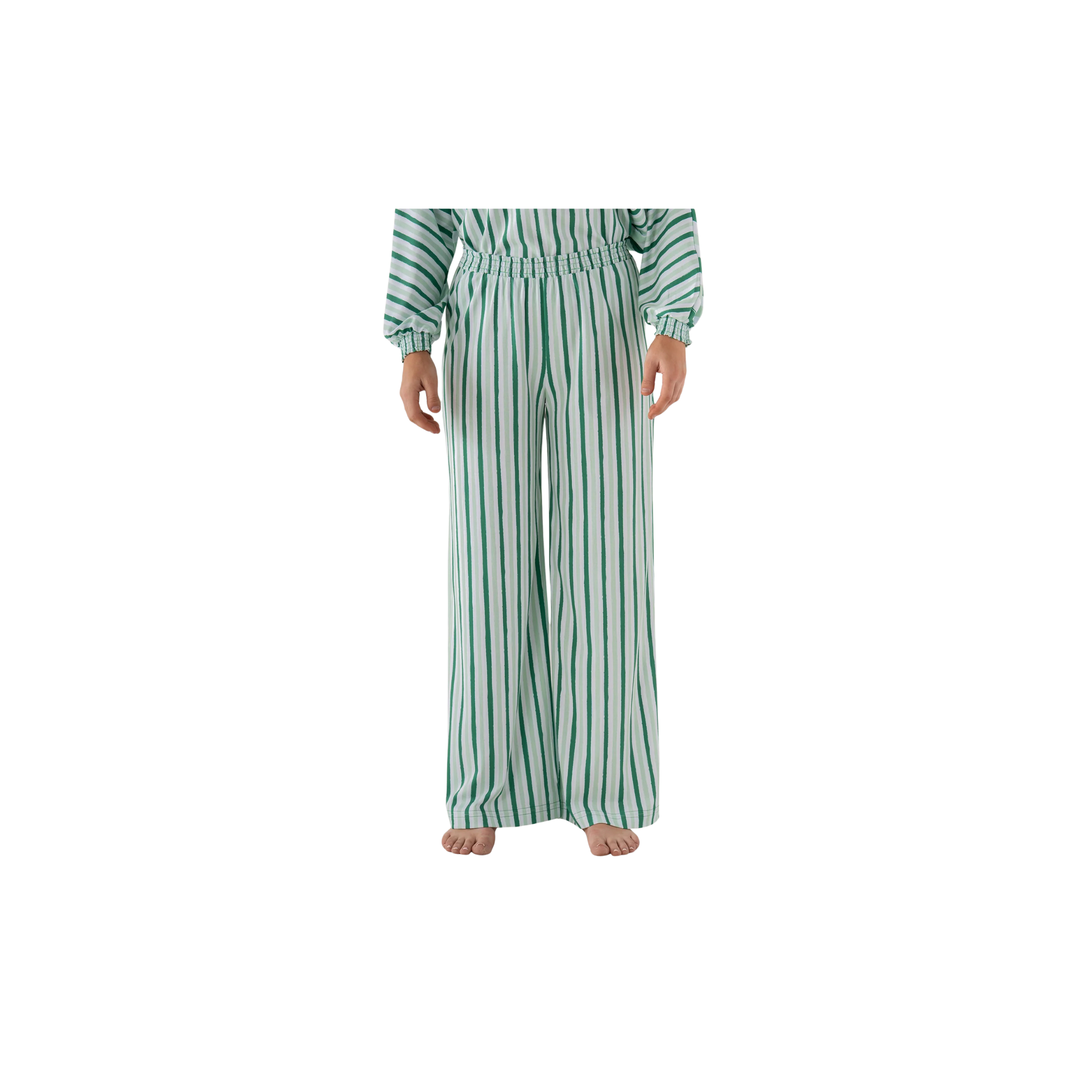 Emily McCarthy Pajama Pant Set -Mist Green Stripe