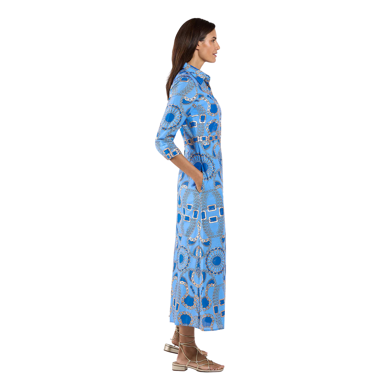 Jude Connally Minna Dress -Heritage Chains Peri/Gold