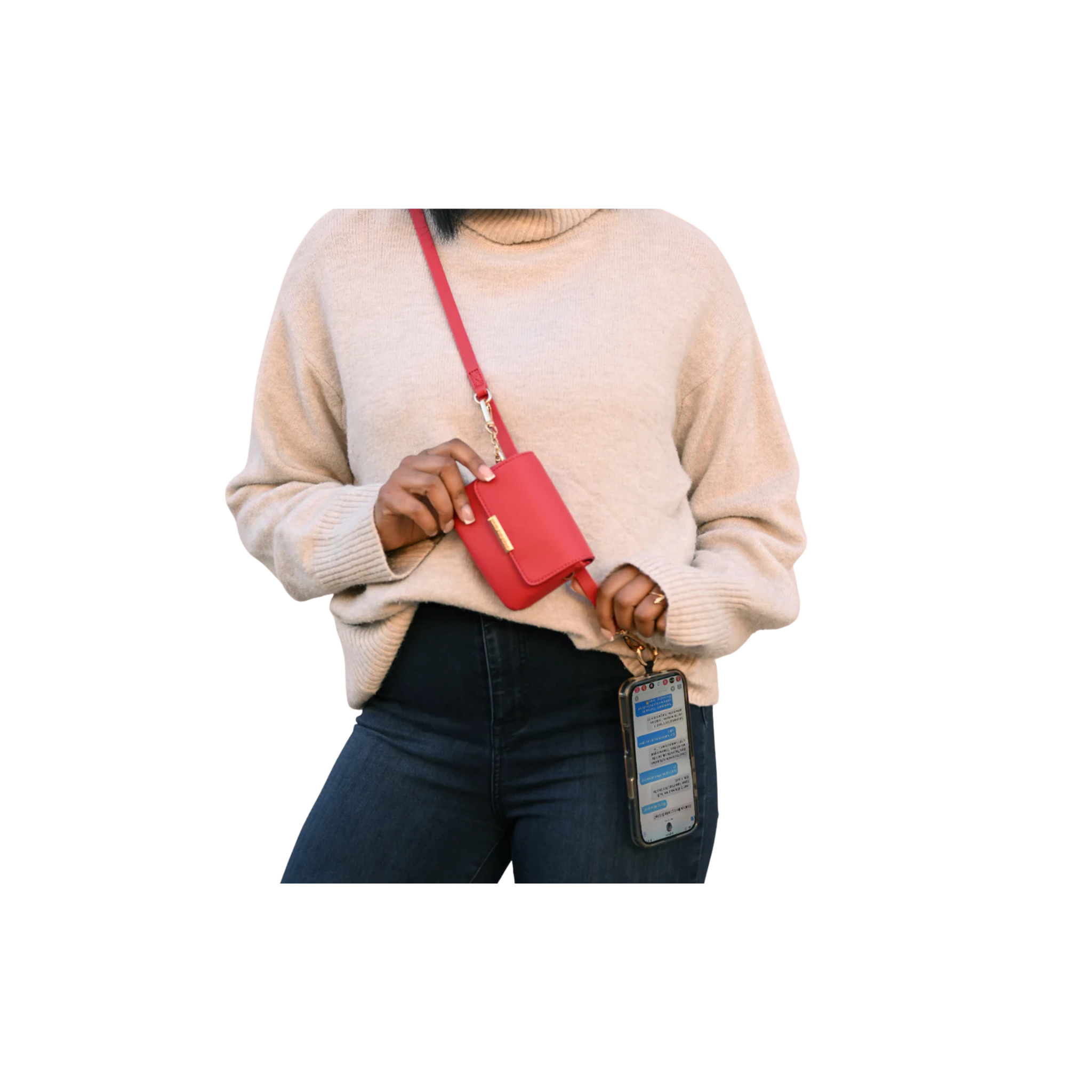 Save the Girls: Clip & Go Crossbody Strap Unique RFID -Red