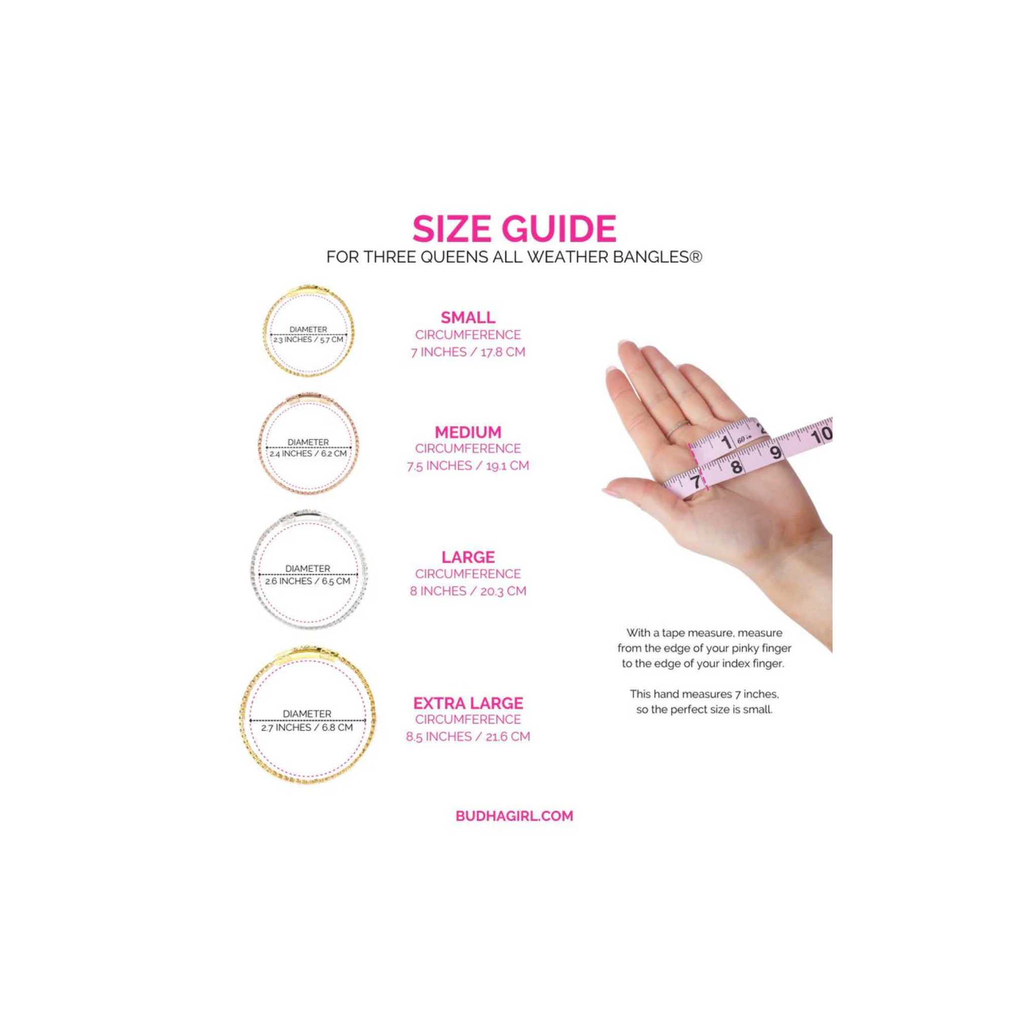 BuDhaGirl Clear Crystal Three Queens All Weather Bangles (Set of 3) Medium
