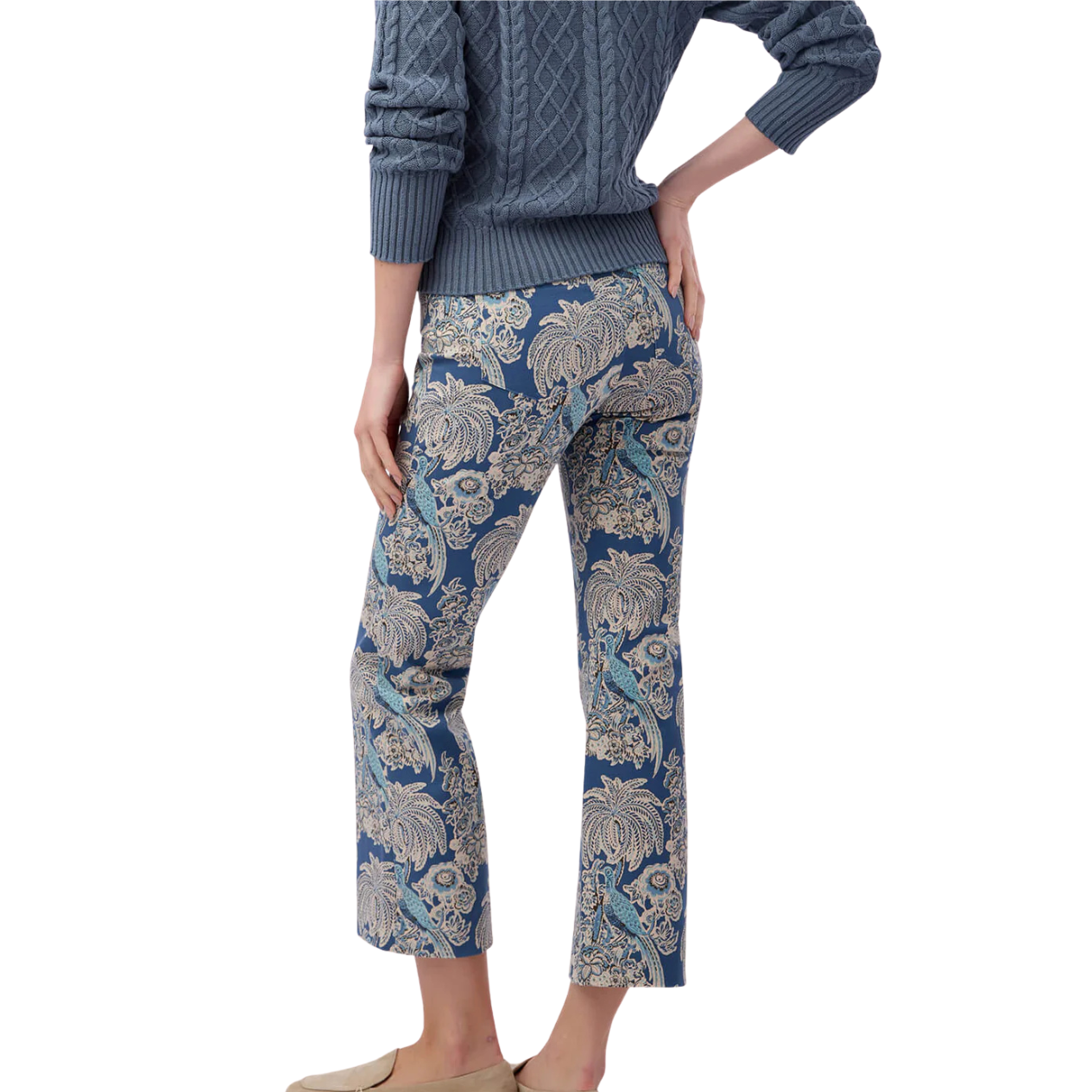 Spartina 449 Maren Kick Flare Pant -St. Augustine Bird Palm Blue