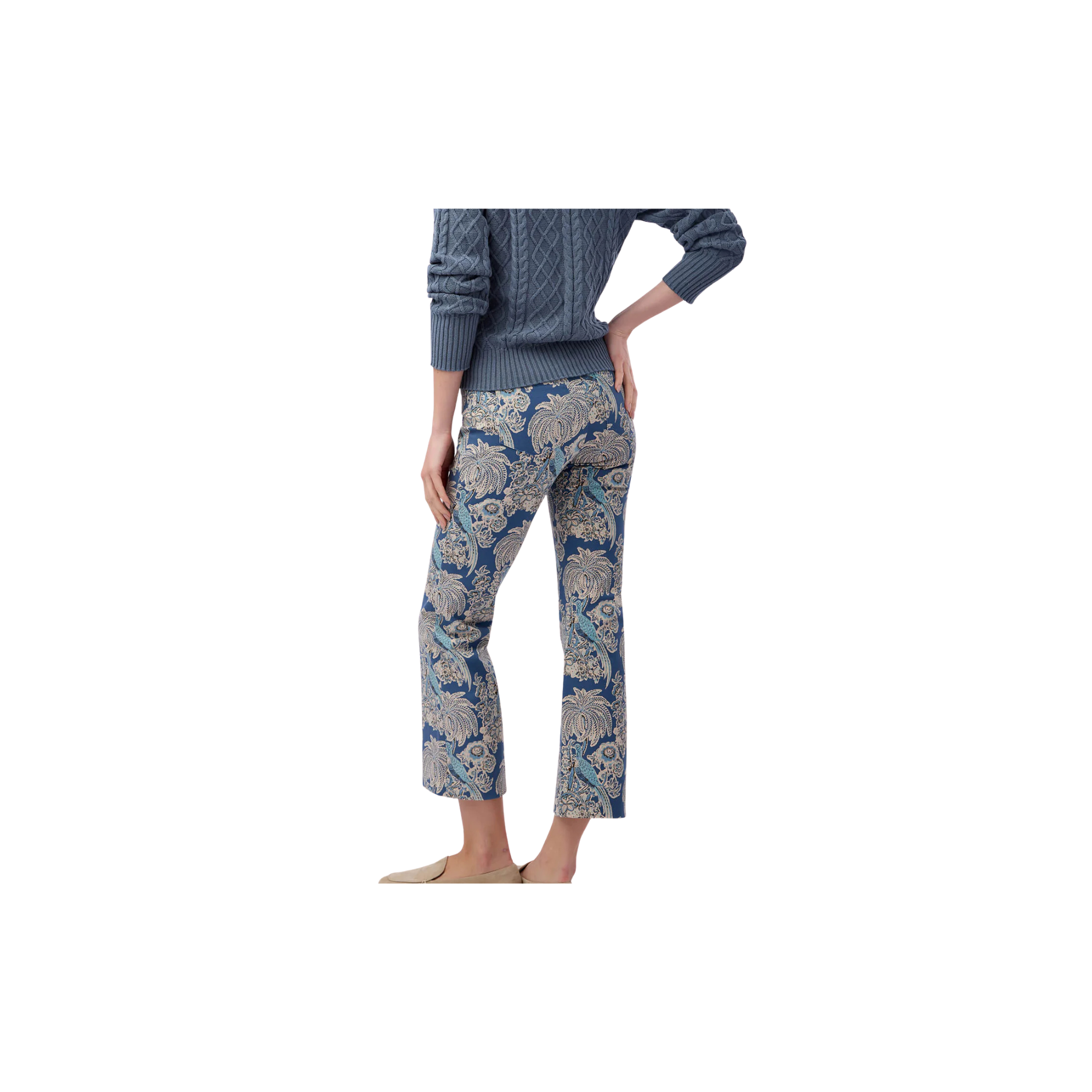Spartina 449 Maren Kick Flare Pant -St. Augustine Bird Palm Blue