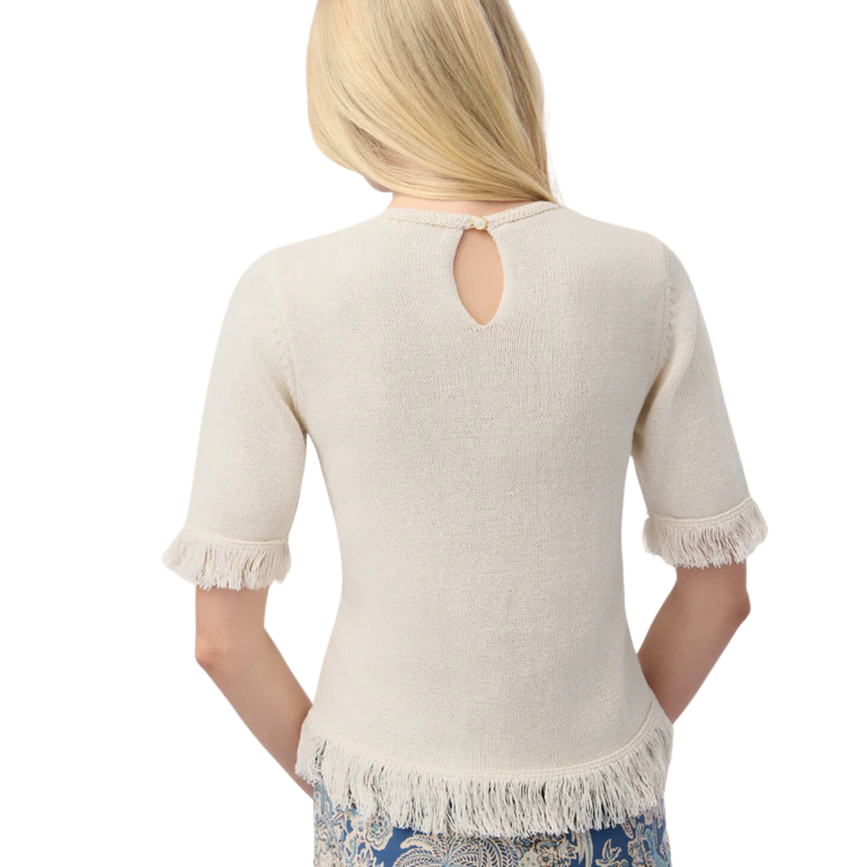 Spartina 449 Sofia Fringe Sweater -Antique White