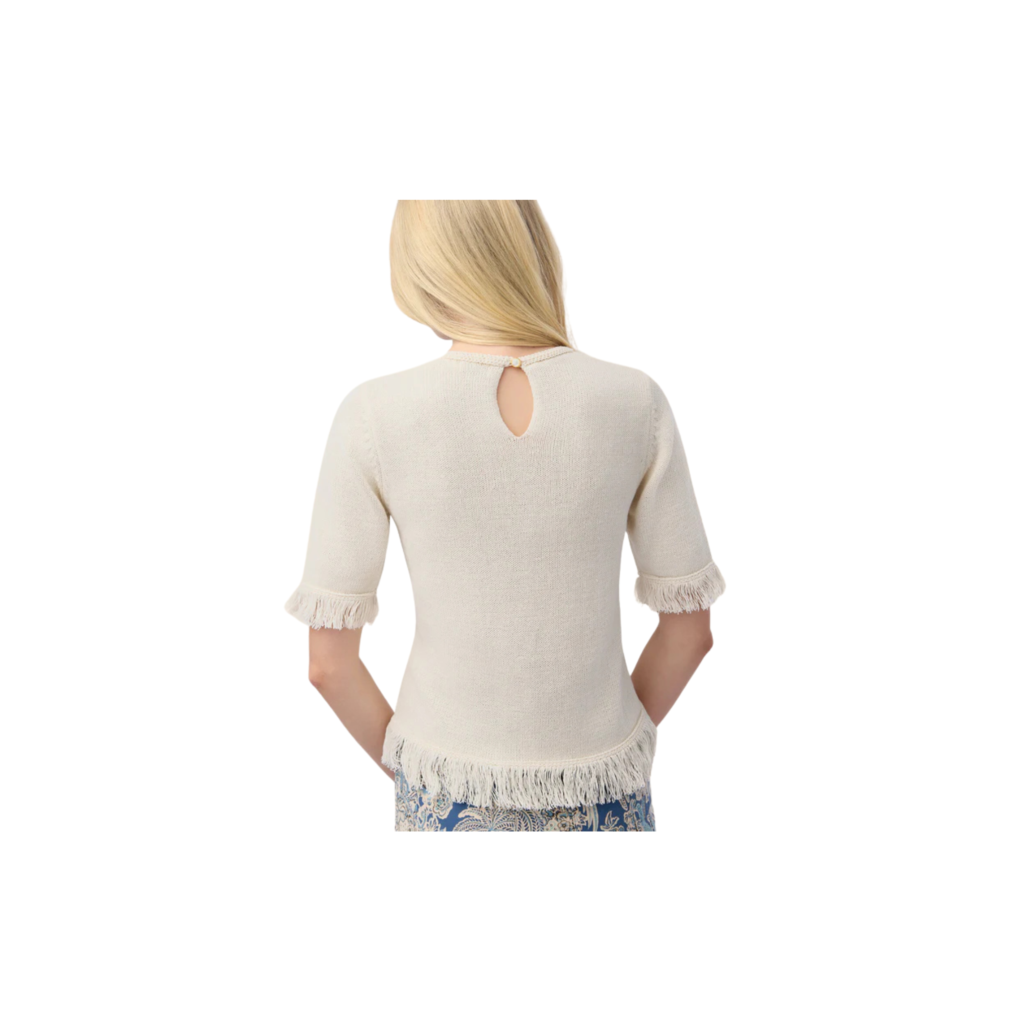 Spartina 449 Sofia Fringe Sweater -Antique White