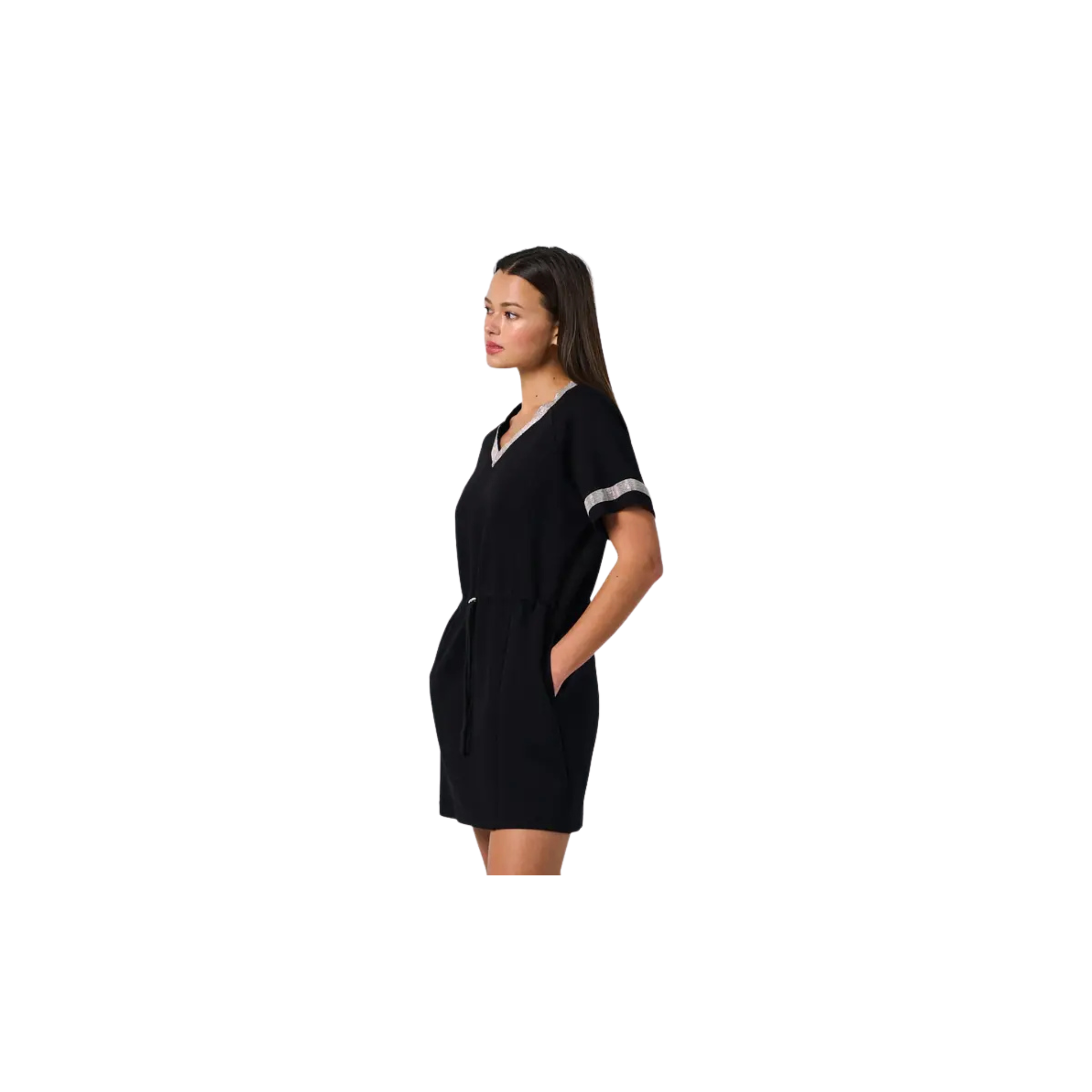 The GREii Silver Trim Knit Dress -Black