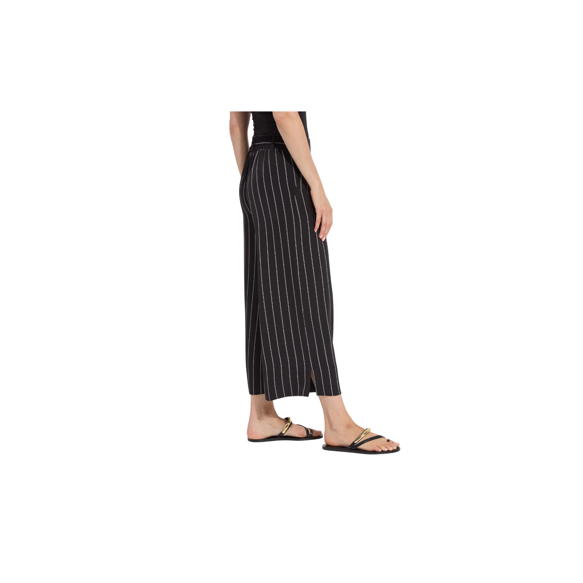 Lysse Ave Cropped Palazzo -Black/White Stripe