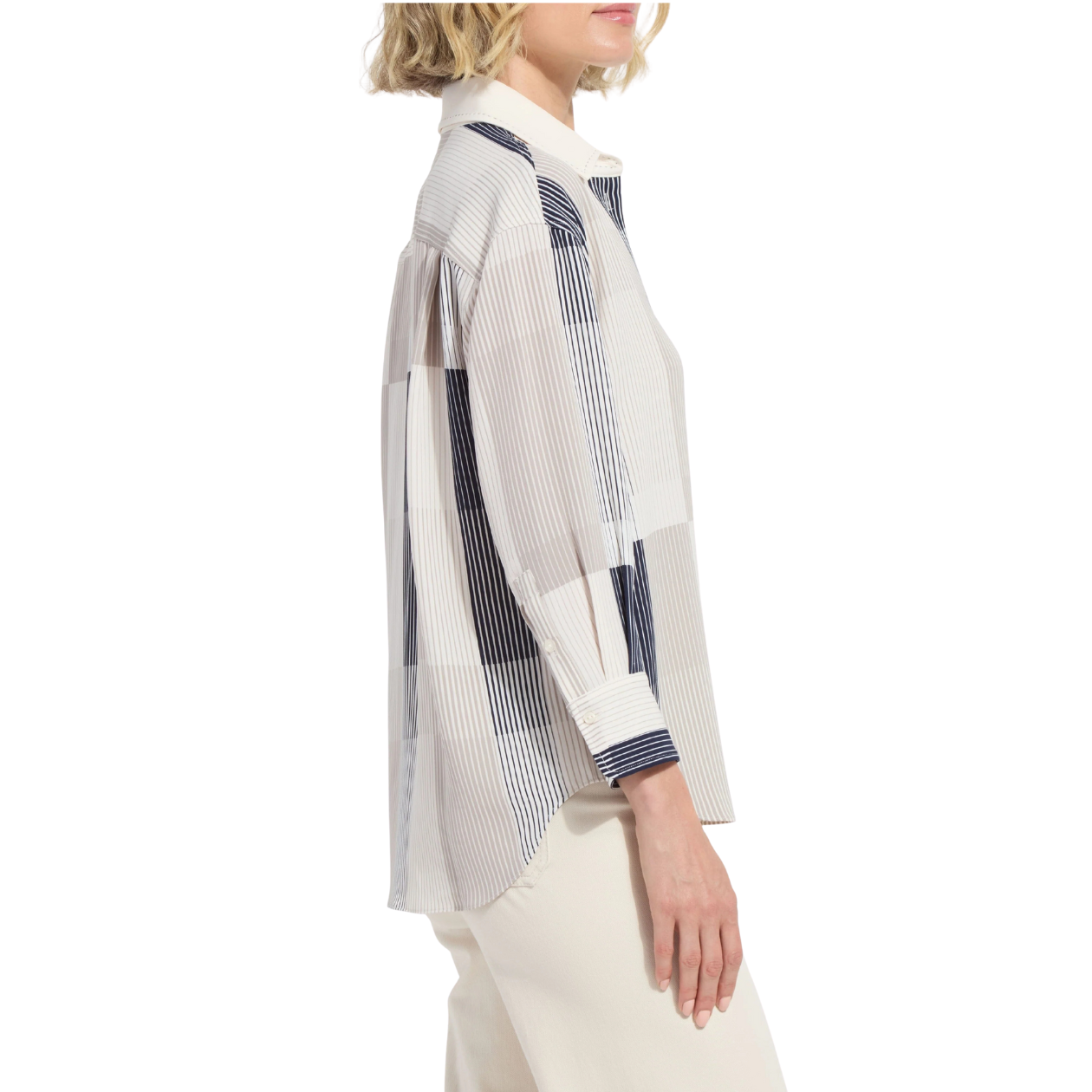 Lysse Jessica 3/4 Sleeve Cropped Shirt -Oslo Stripe Collage