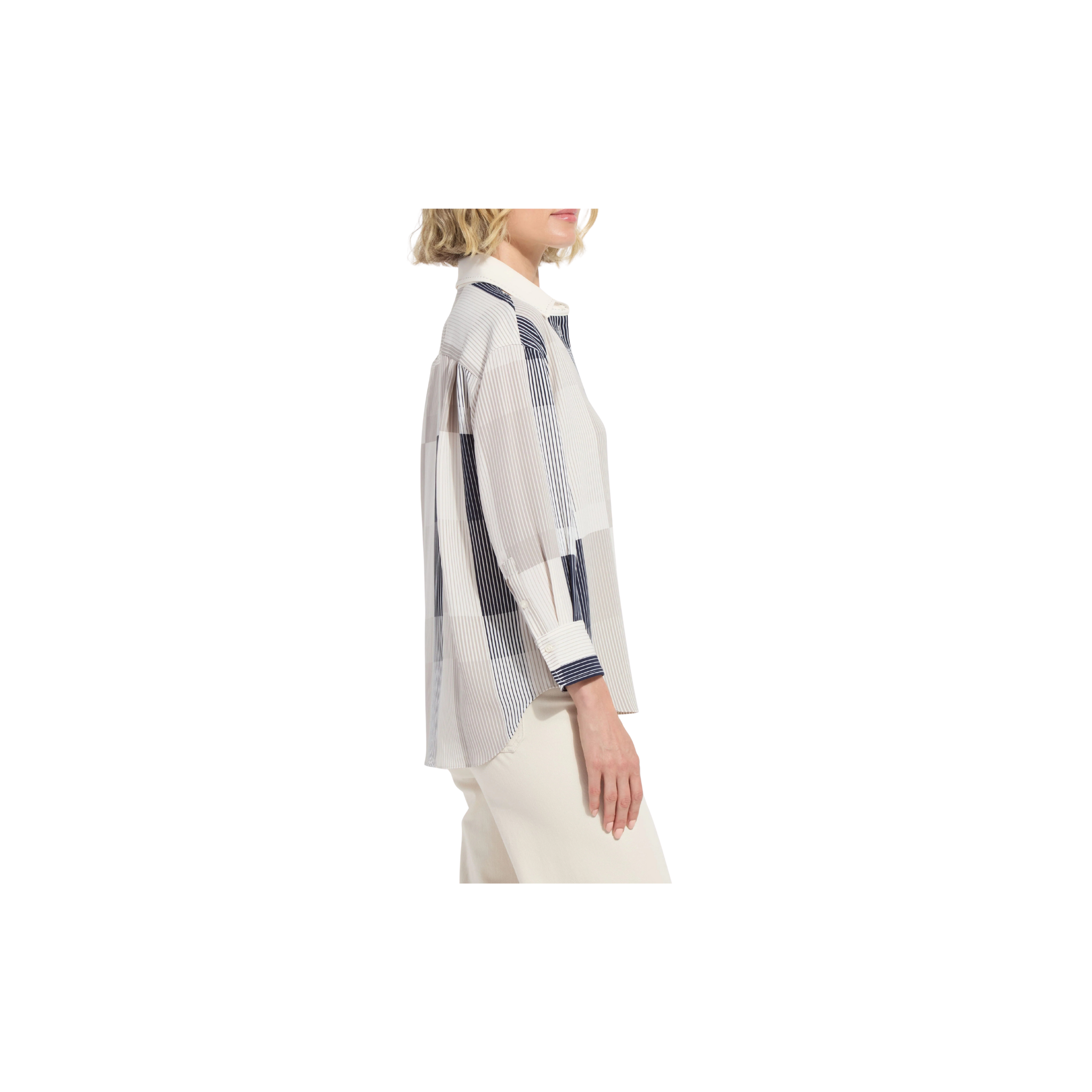 Lysse Jessica 3/4 Sleeve Cropped Shirt -Oslo Stripe Collage