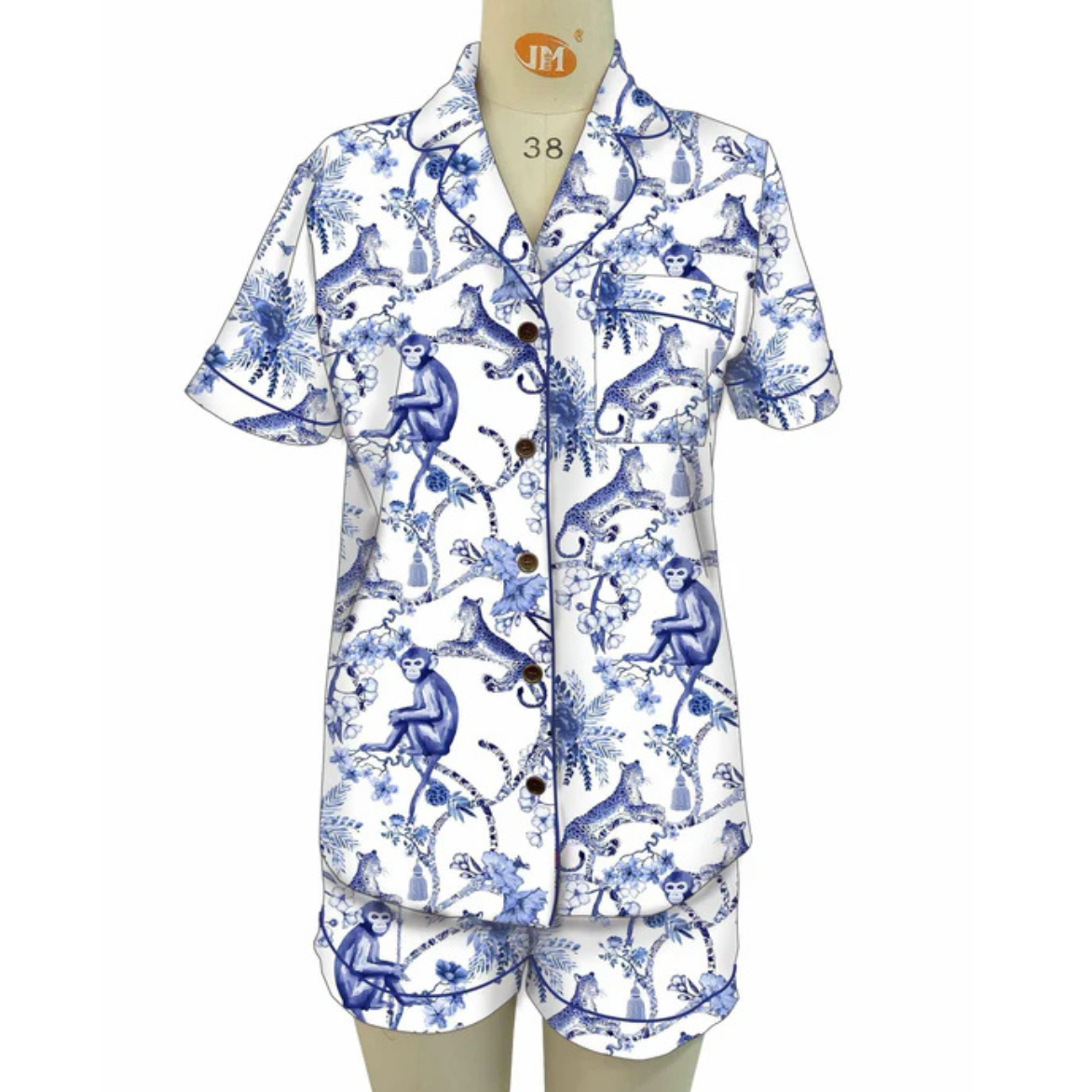 Moon Ryder Blue Jungle Short Sleeve Lounge Set