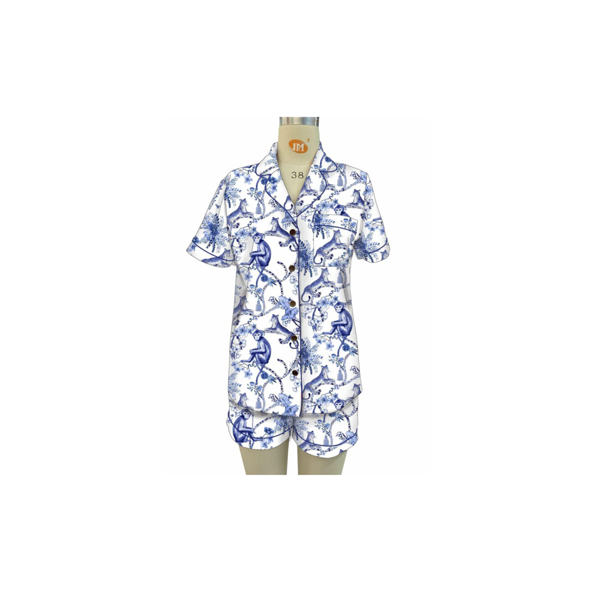 Moon Ryder Blue Jungle Short Sleeve Lounge Set