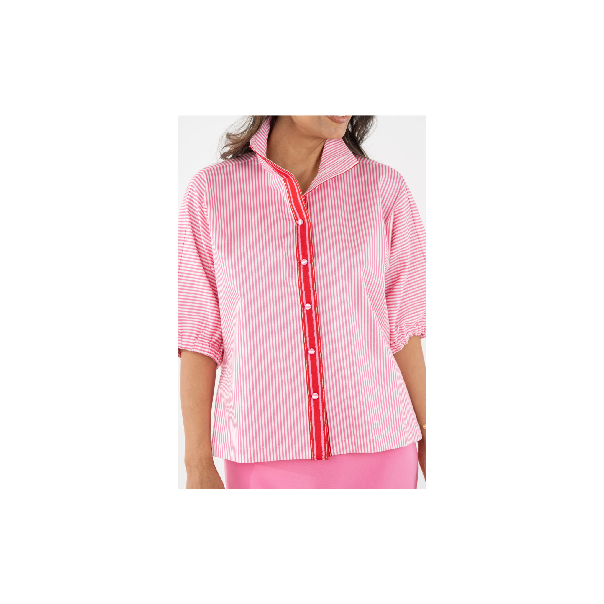 Emily McCarthy Bonny Top -Pink Carnation Stripe