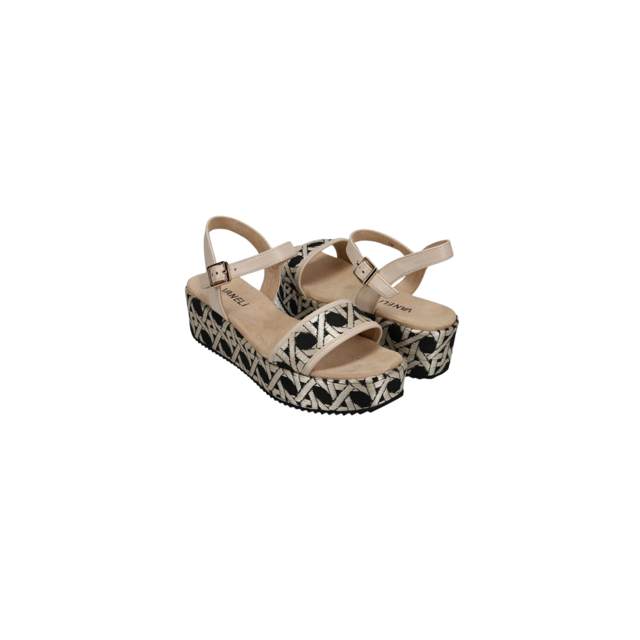 Vaneli Walda Wedge Sandal -Cream/Black