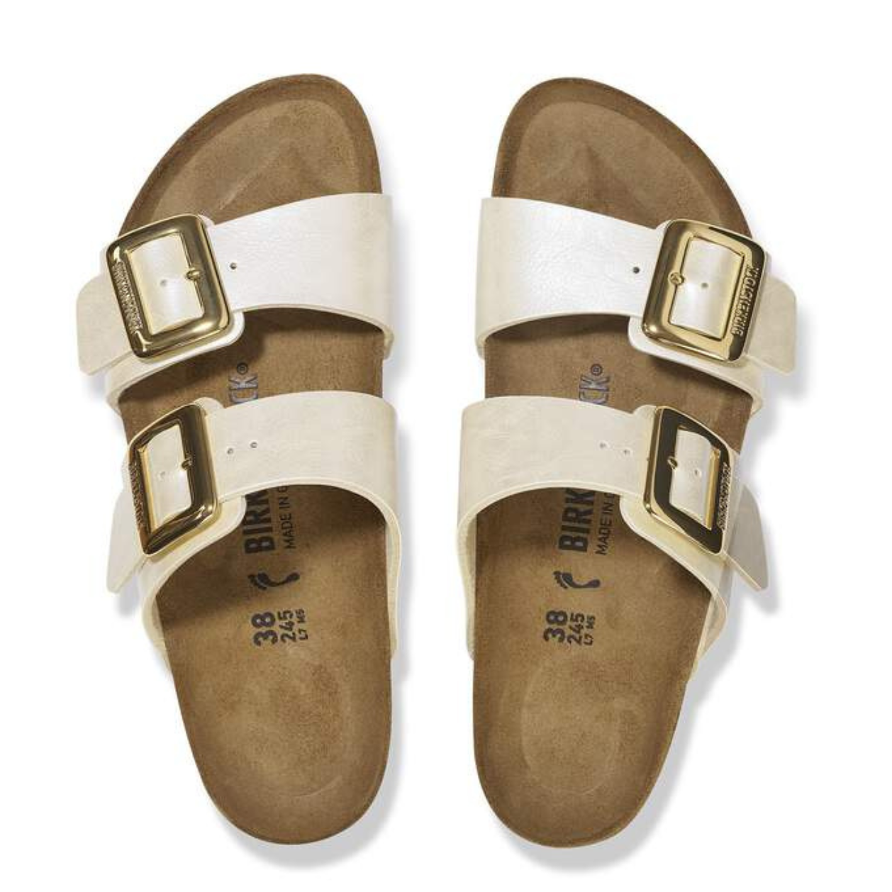 Birkenstock Sydney Luxe Buckle Birko-Flor -Graceful Pearl White (Narrow Width)