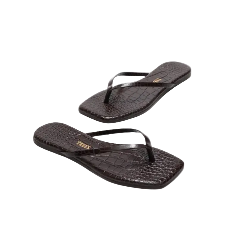 Tkees Square Toe Lily Croc Sandal -Carob