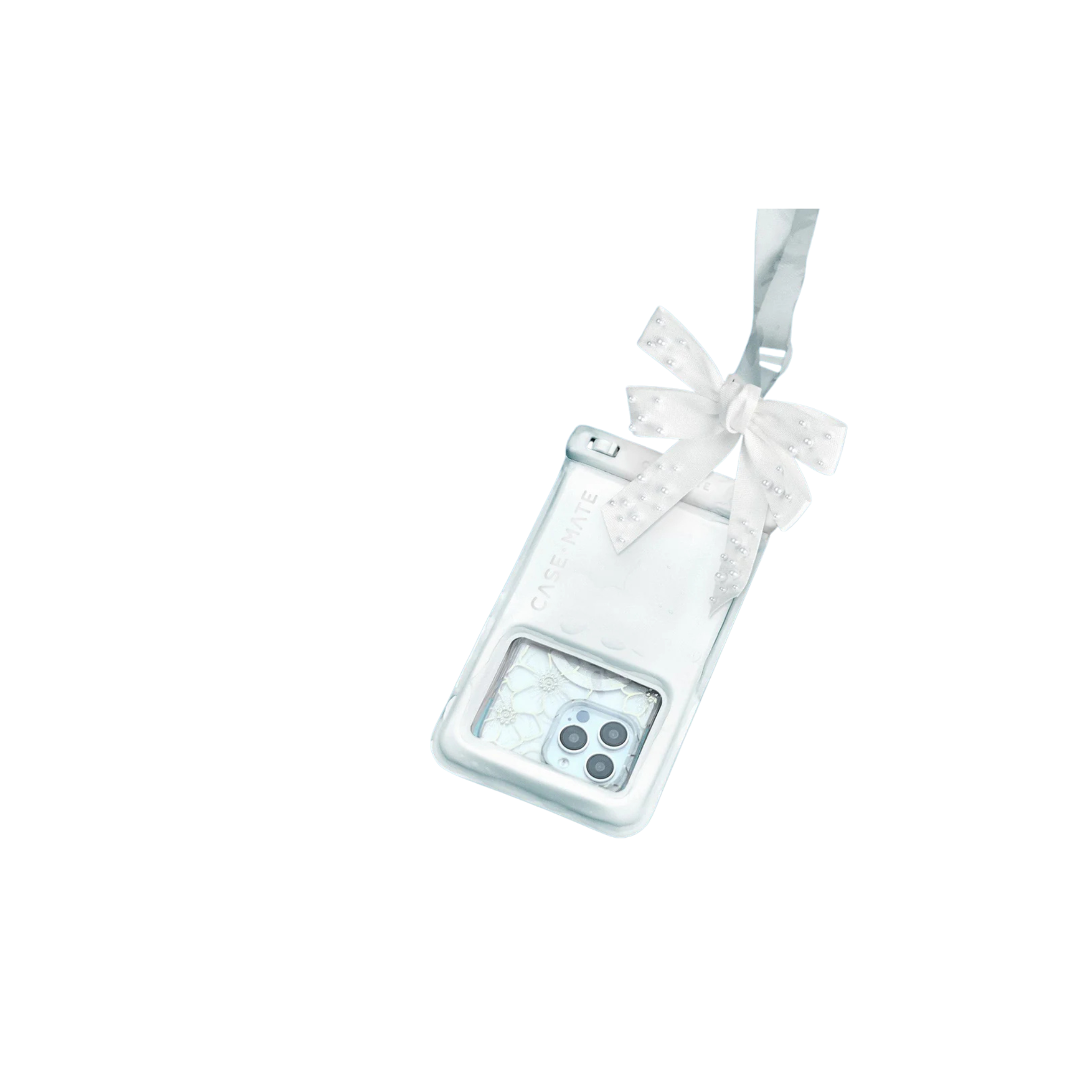 Case Mate Waterproof Floating Pouch -Ivory Pearl Bow