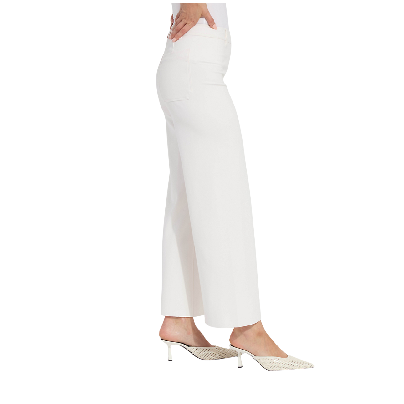 Lysse Erin Hi Waist Wide Leg Ponte Pant -Chalk