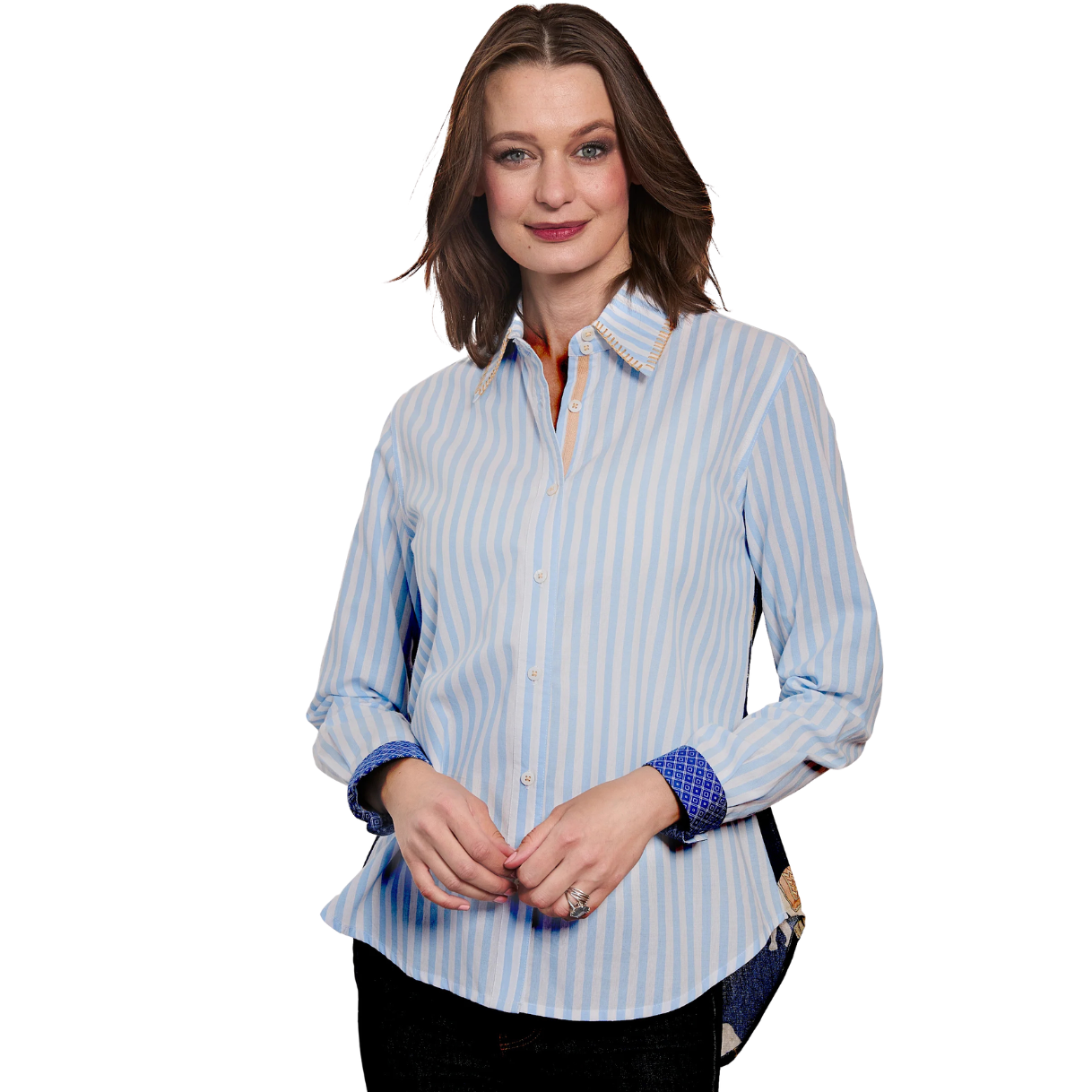 Dizzy Lizzie Chesapeake Hi Lo Top w/ Navy Ground Elephants on Back