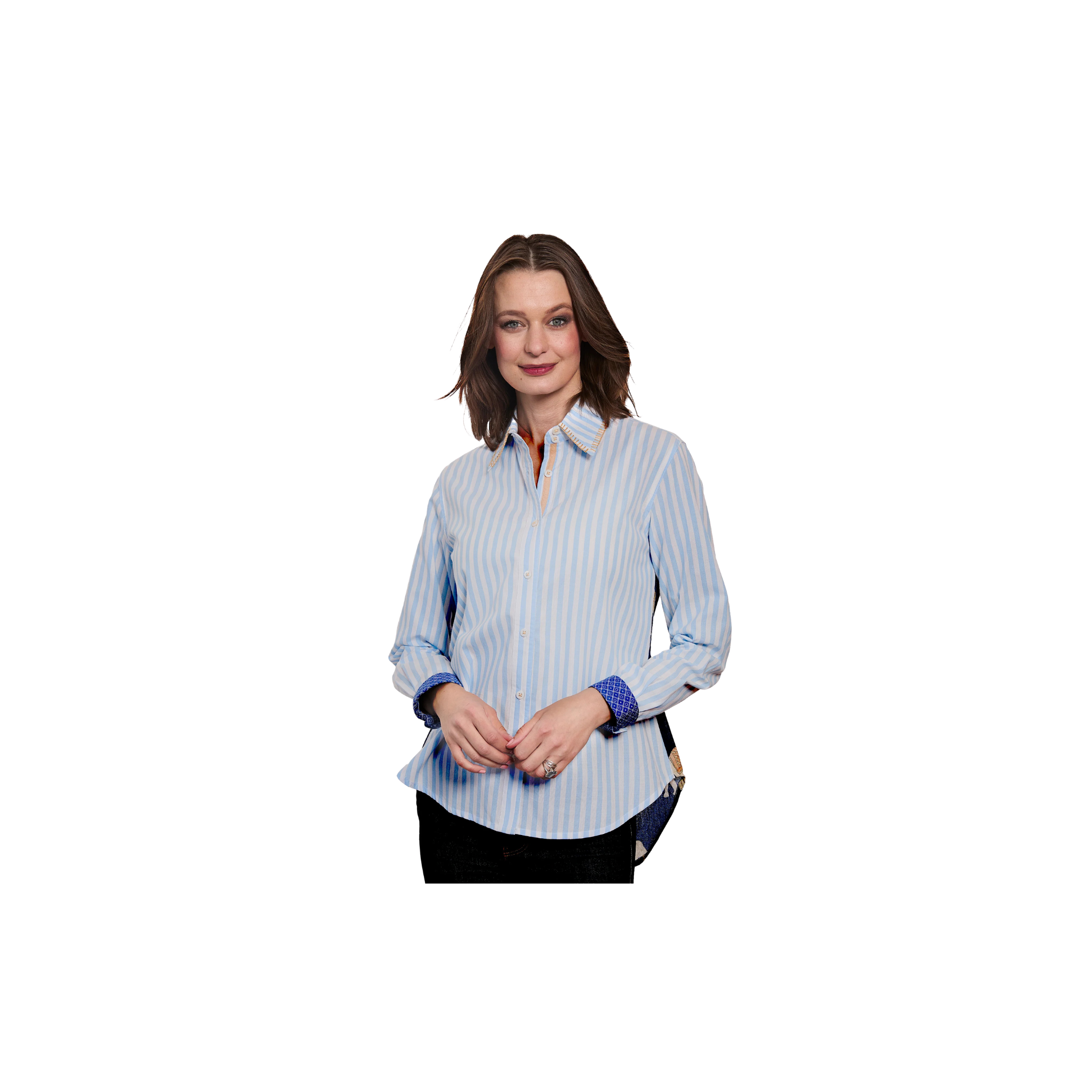 Dizzy Lizzie Chesapeake Hi Lo Top w/ Navy Ground Elephants on Back