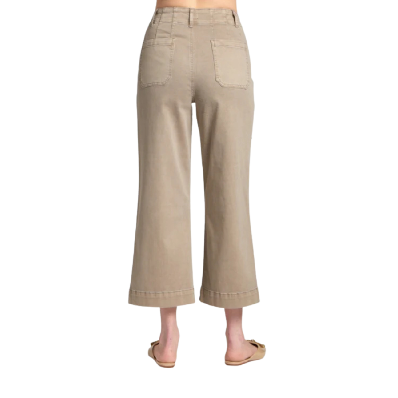 APNY Cropped Wide Leg Pant w/ Patch Pockets -Mocha