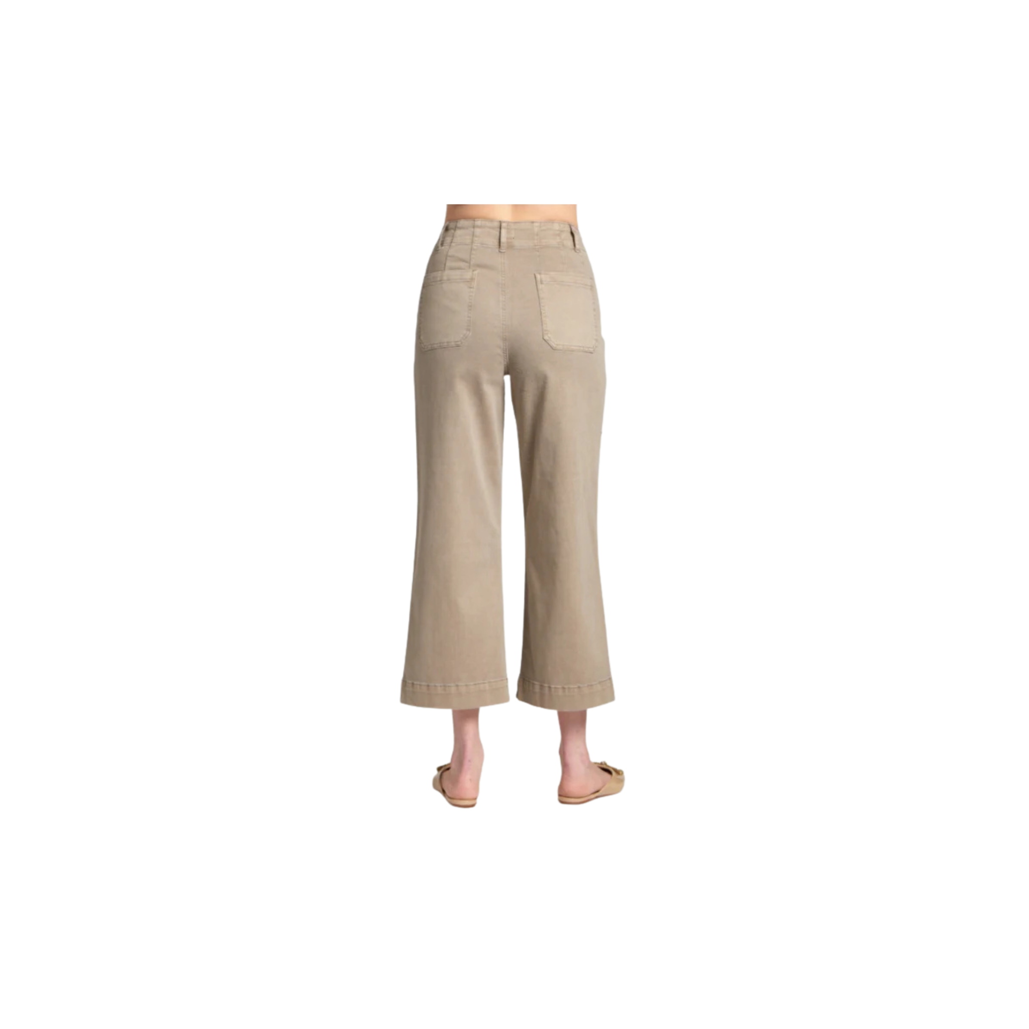 APNY Cropped Wide Leg Pant w/ Patch Pockets -Mocha