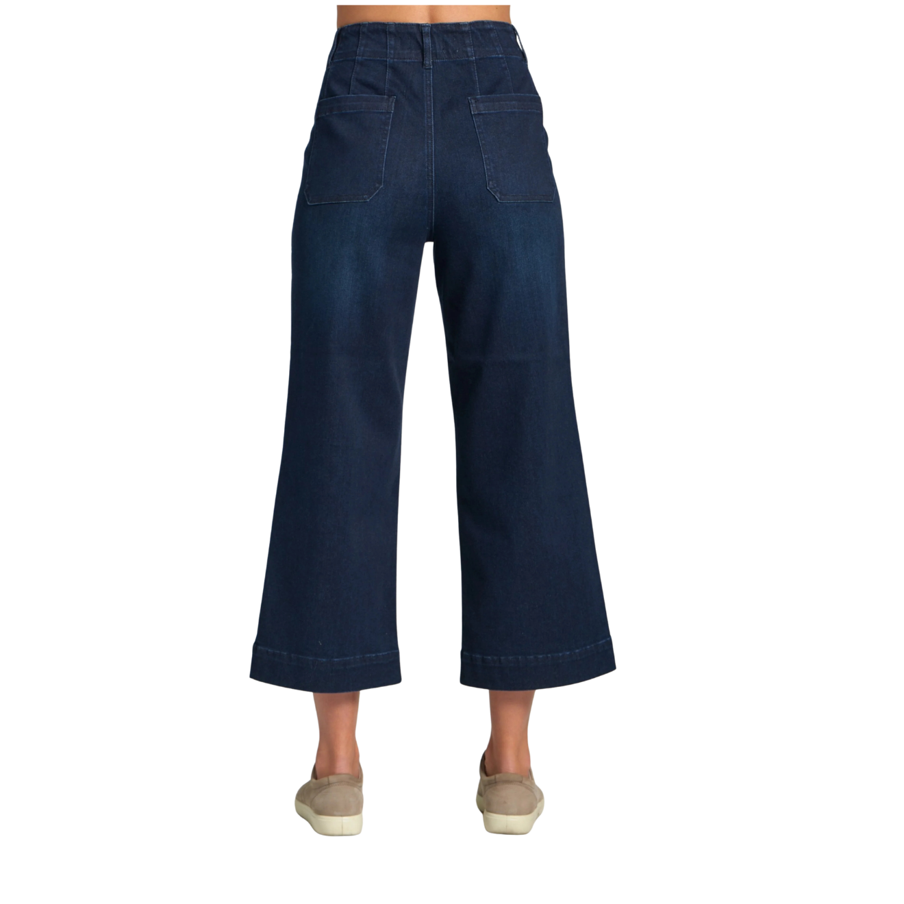 APNY Cropped Wide Leg Pant w/ Patch Pockets -Dark Indigo