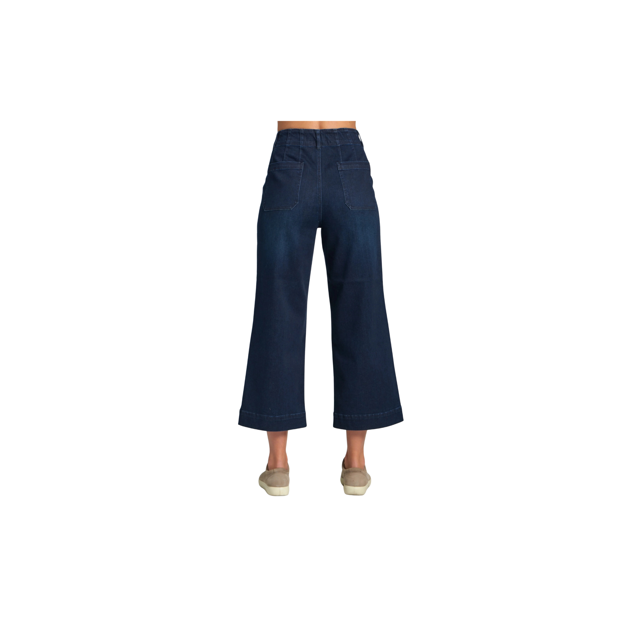 APNY Cropped Wide Leg Pant w/ Patch Pockets -Dark Indigo