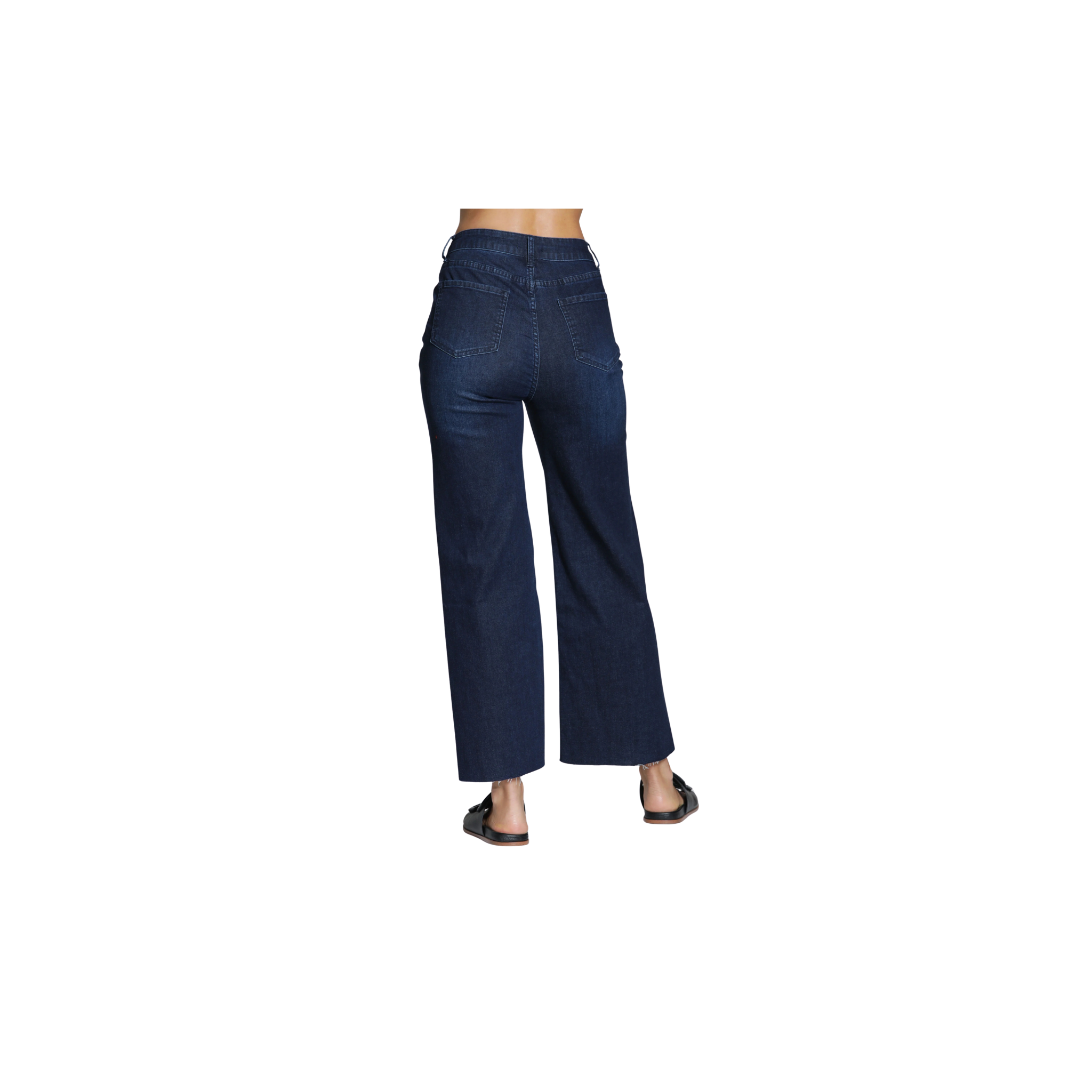 APNY Wide Leg Crop w/ Raw Edge Hem -Dk Indigo