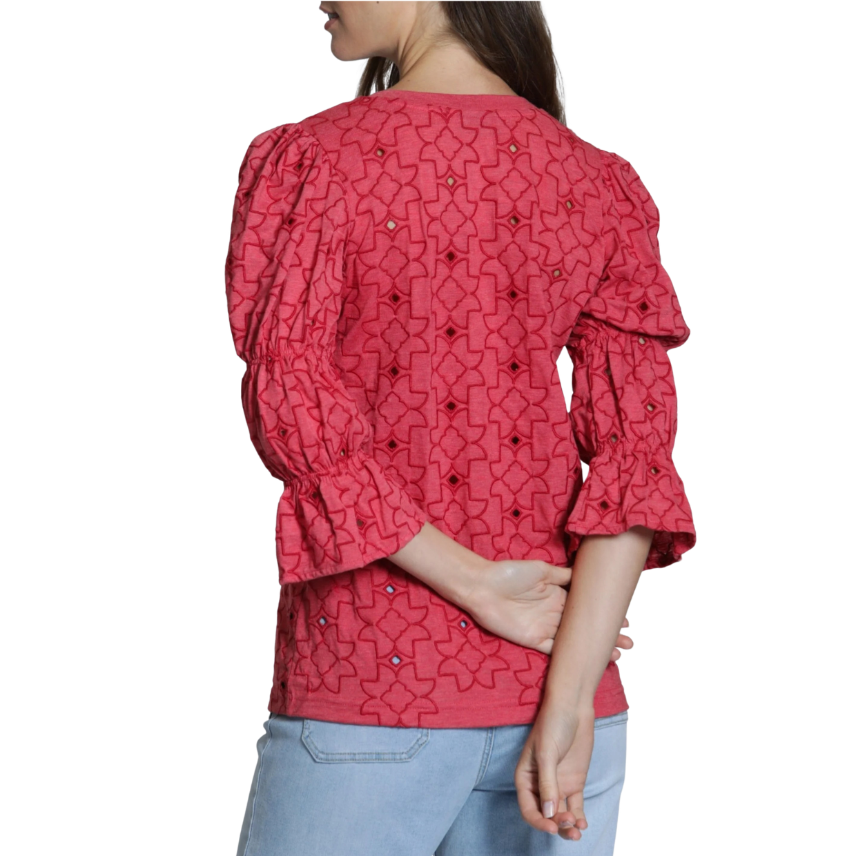 APNY Eyelet Grace Tee -Hibiscus