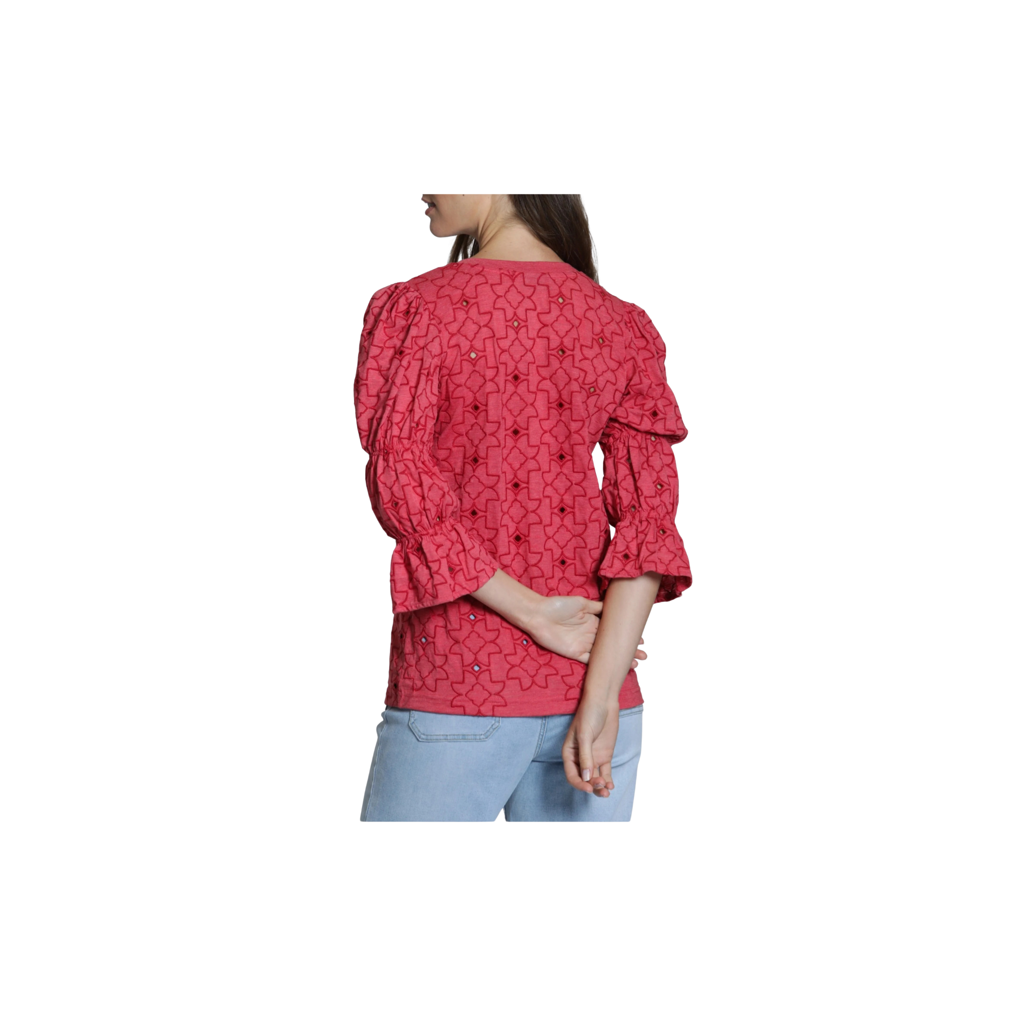 APNY Eyelet Grace Tee -Hibiscus